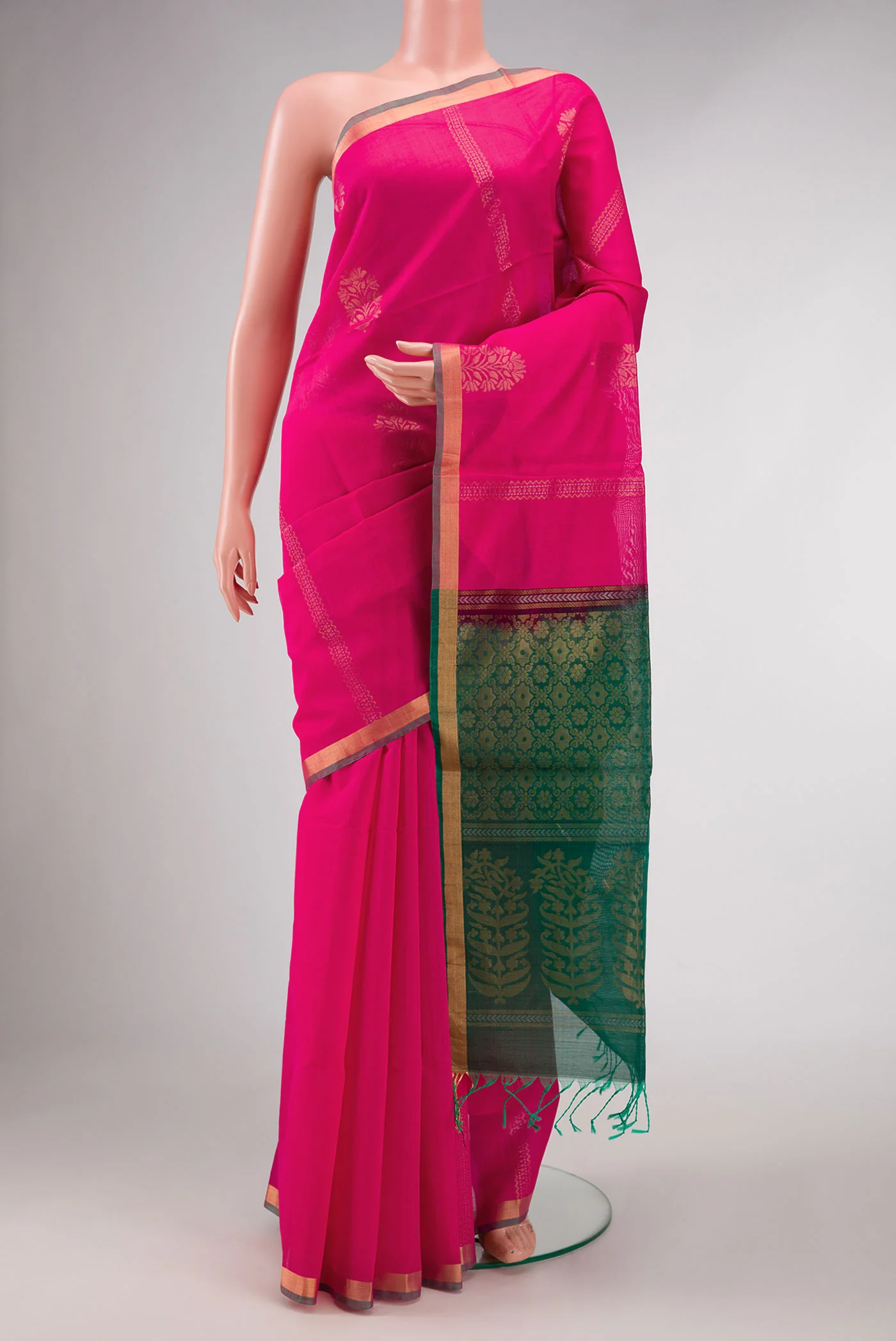 Pink Dual Tone Silk Cotton Saree