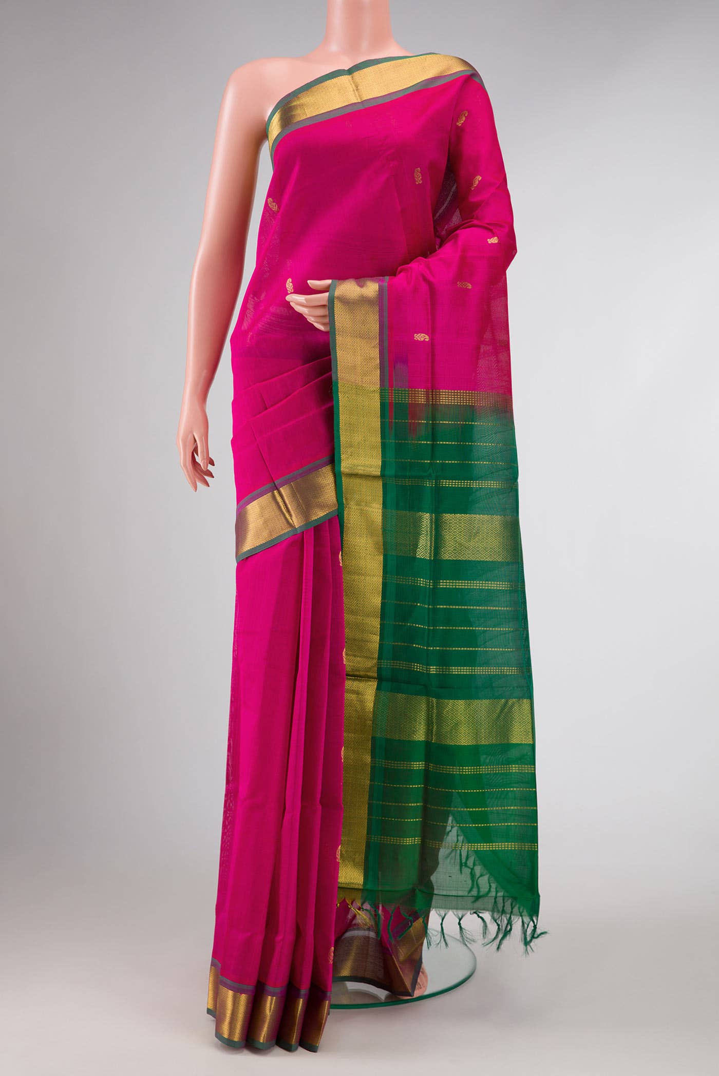 Pink Dual Tone Silk Cotton Saree