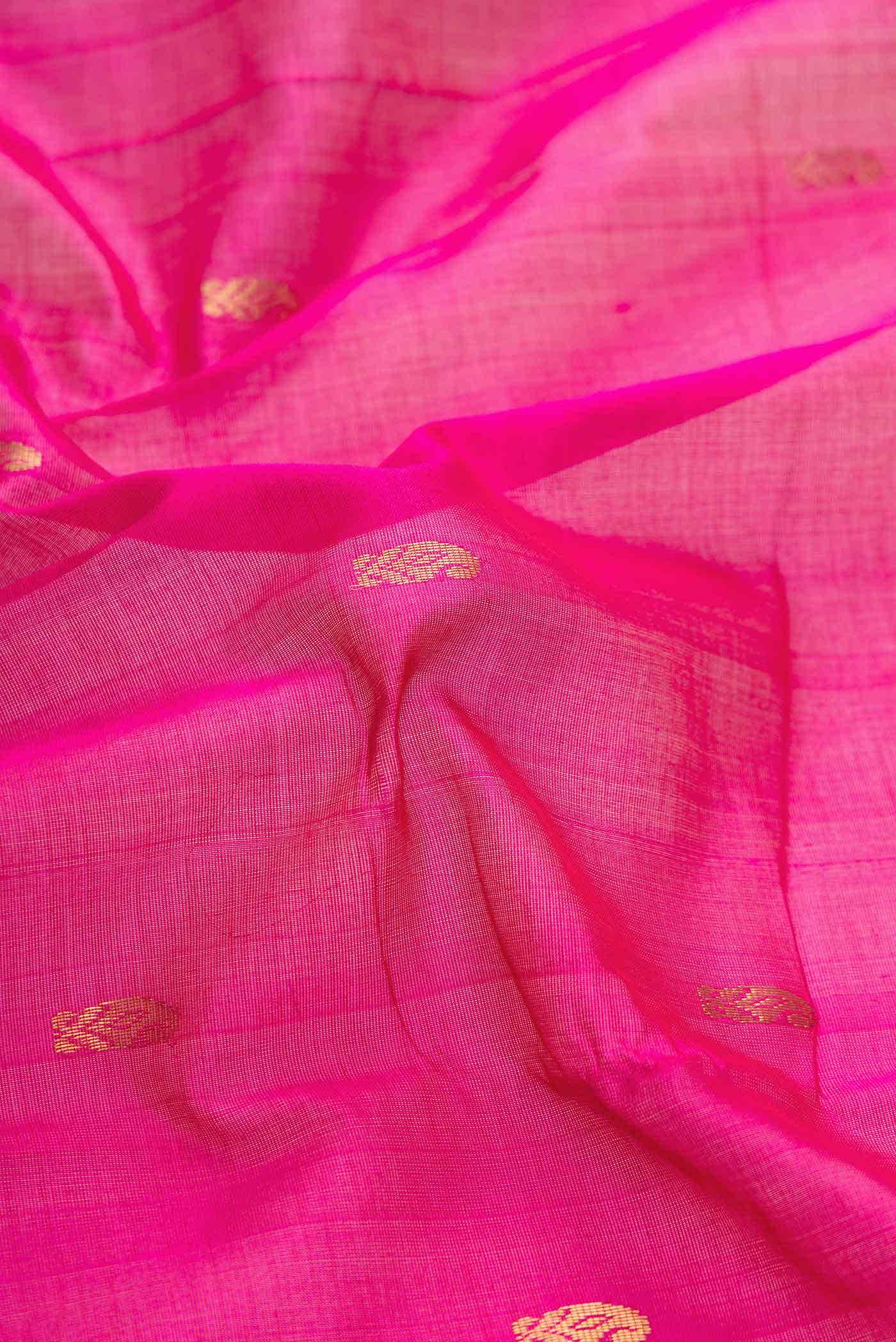 Pink Dual Tone Silk Cotton Saree - Image 2