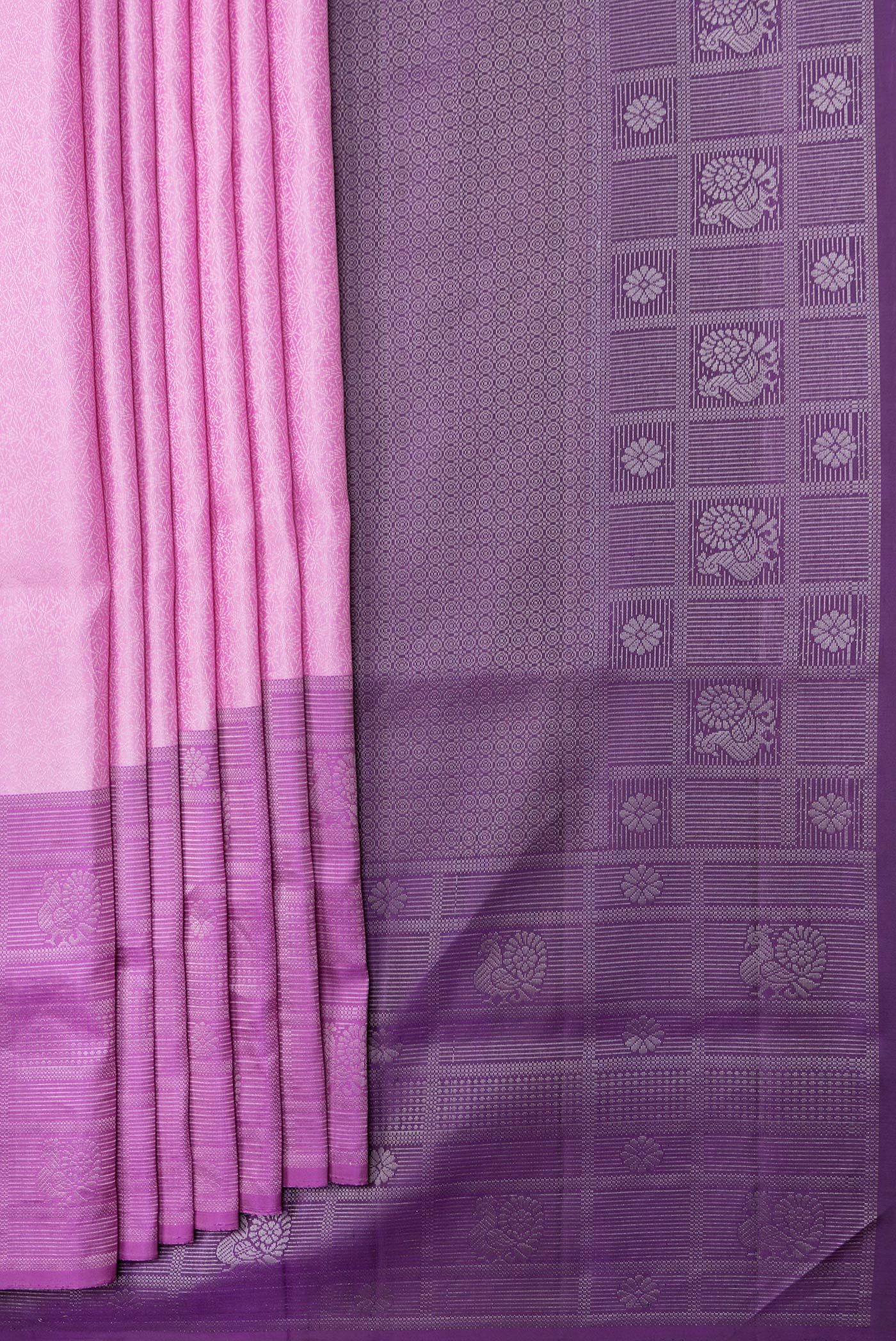 Rose pink Soft Silk Saree - Image 4