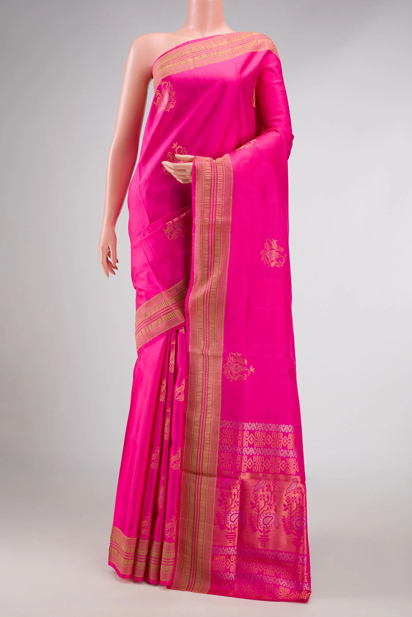 Pink Dual Tone Soft Silk Saree