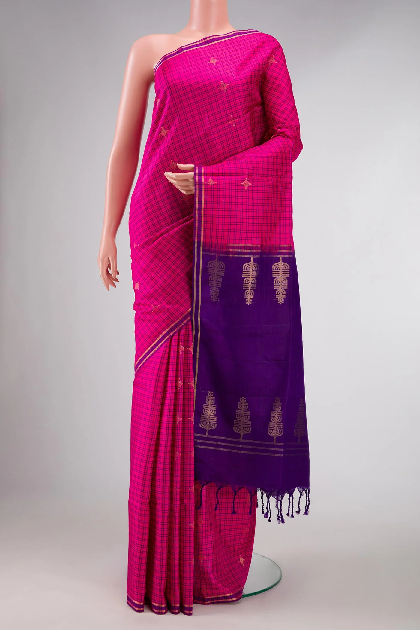Pink Dual Tone Soft Silk Saree