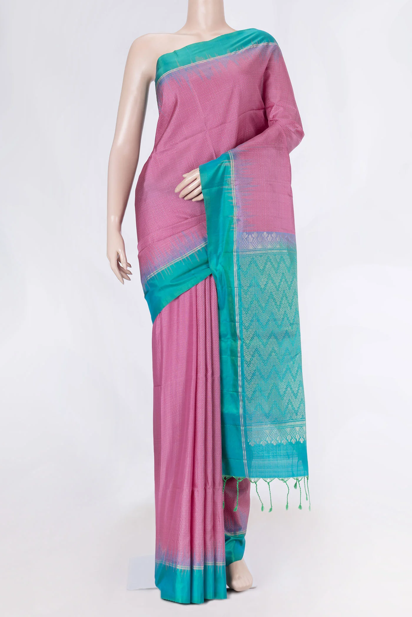 Pink Dual Tone Soft Silk Saree
