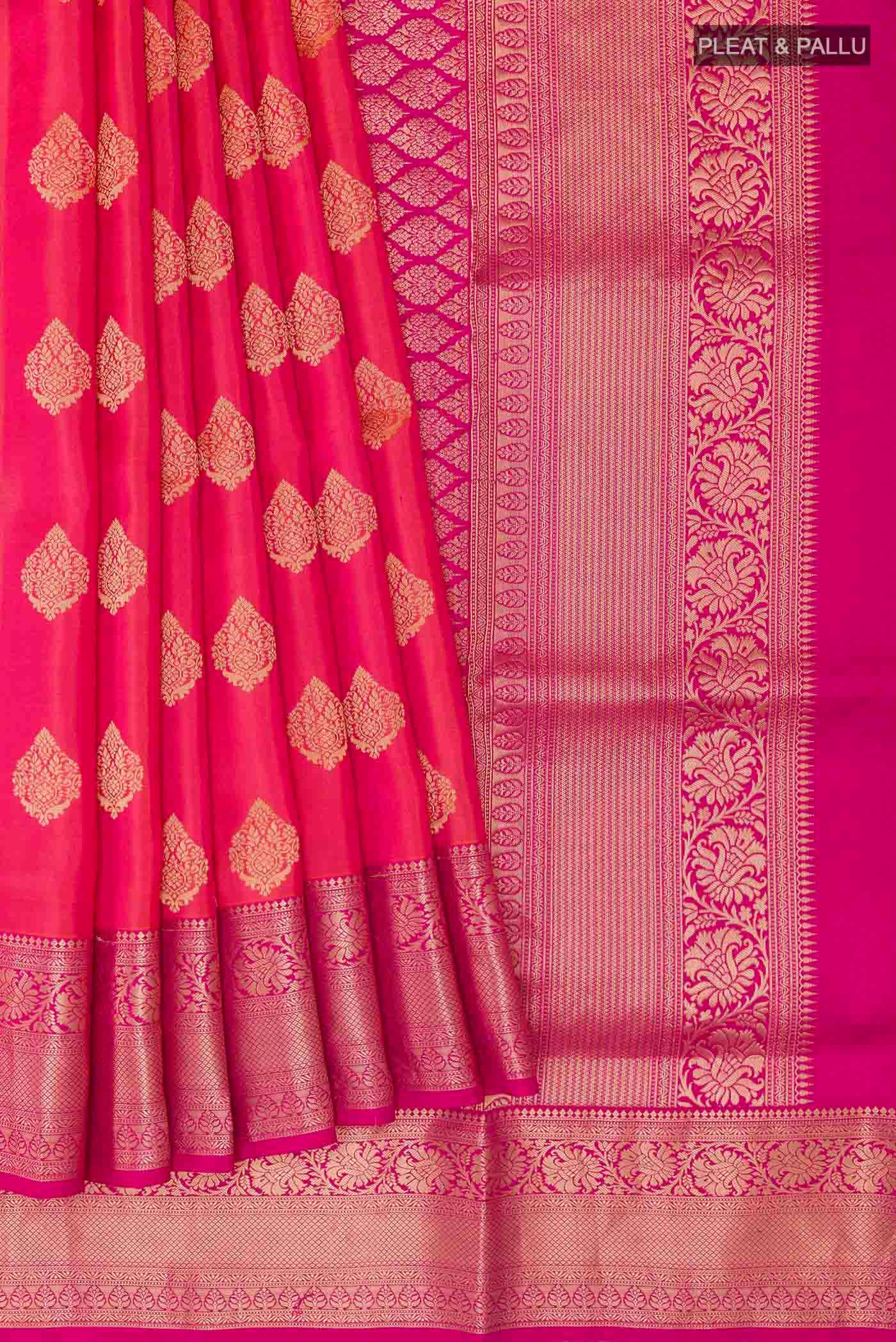 Pink Dual Tone Soft Silk Saree - Image 4