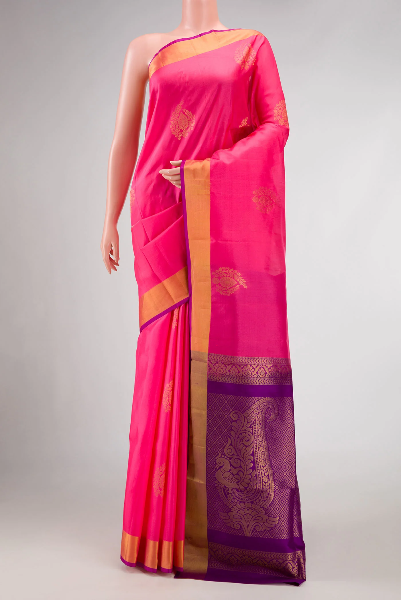 Pink Dual Tone Soft Silk Saree