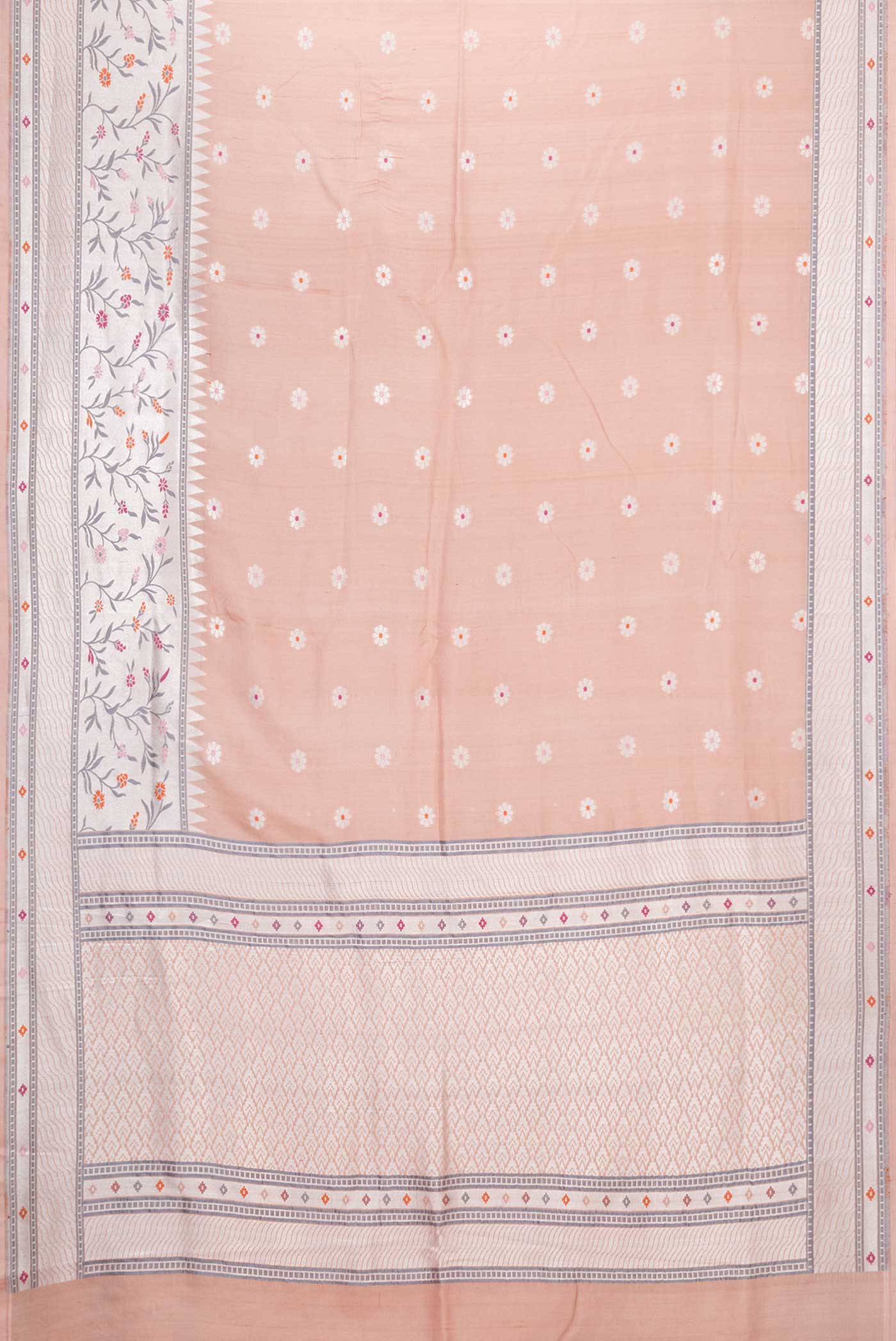 Rose Gold Tussar Silk Saree - Image 6