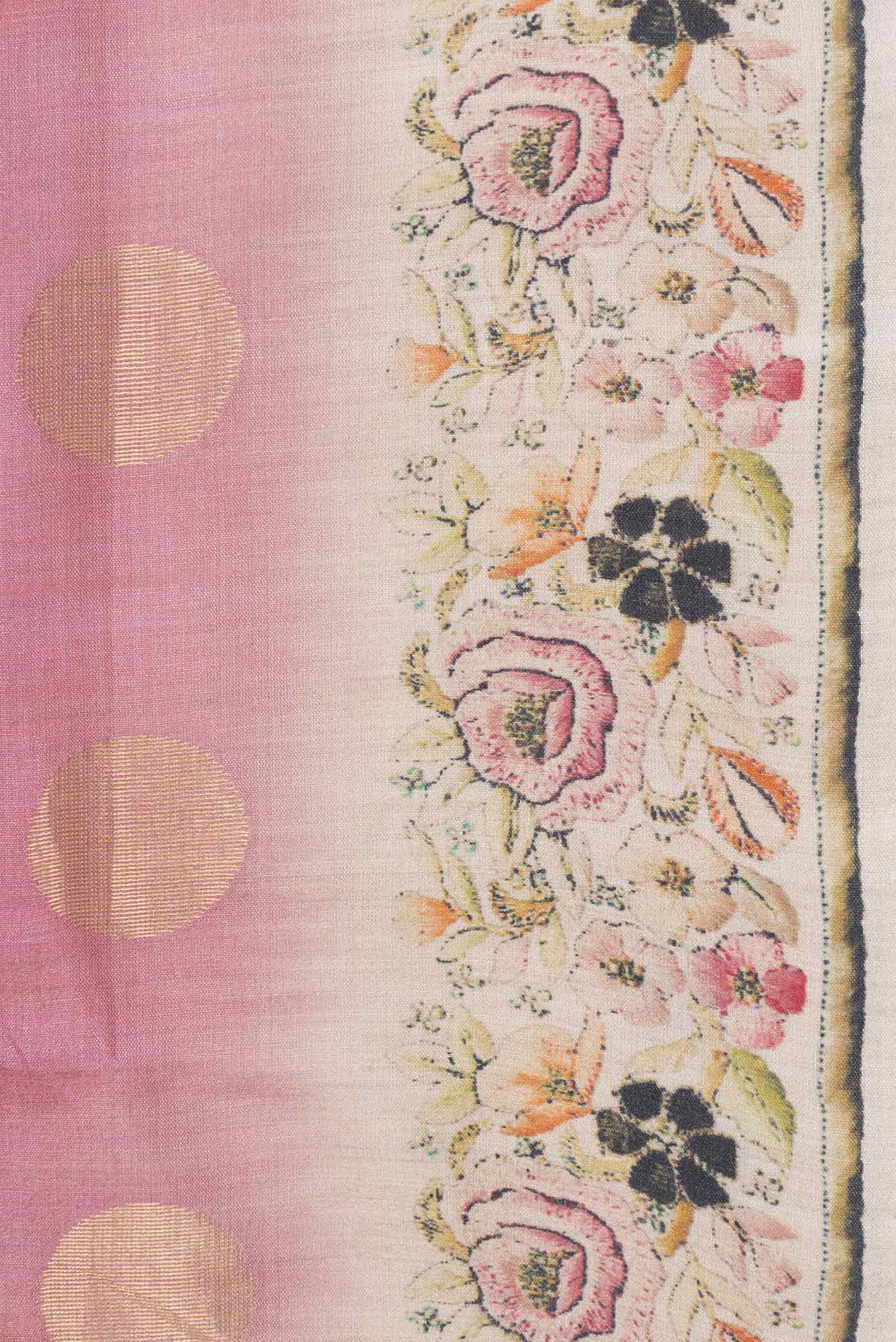 Pink Dual Tone Tussar Silk Saree - Image 3