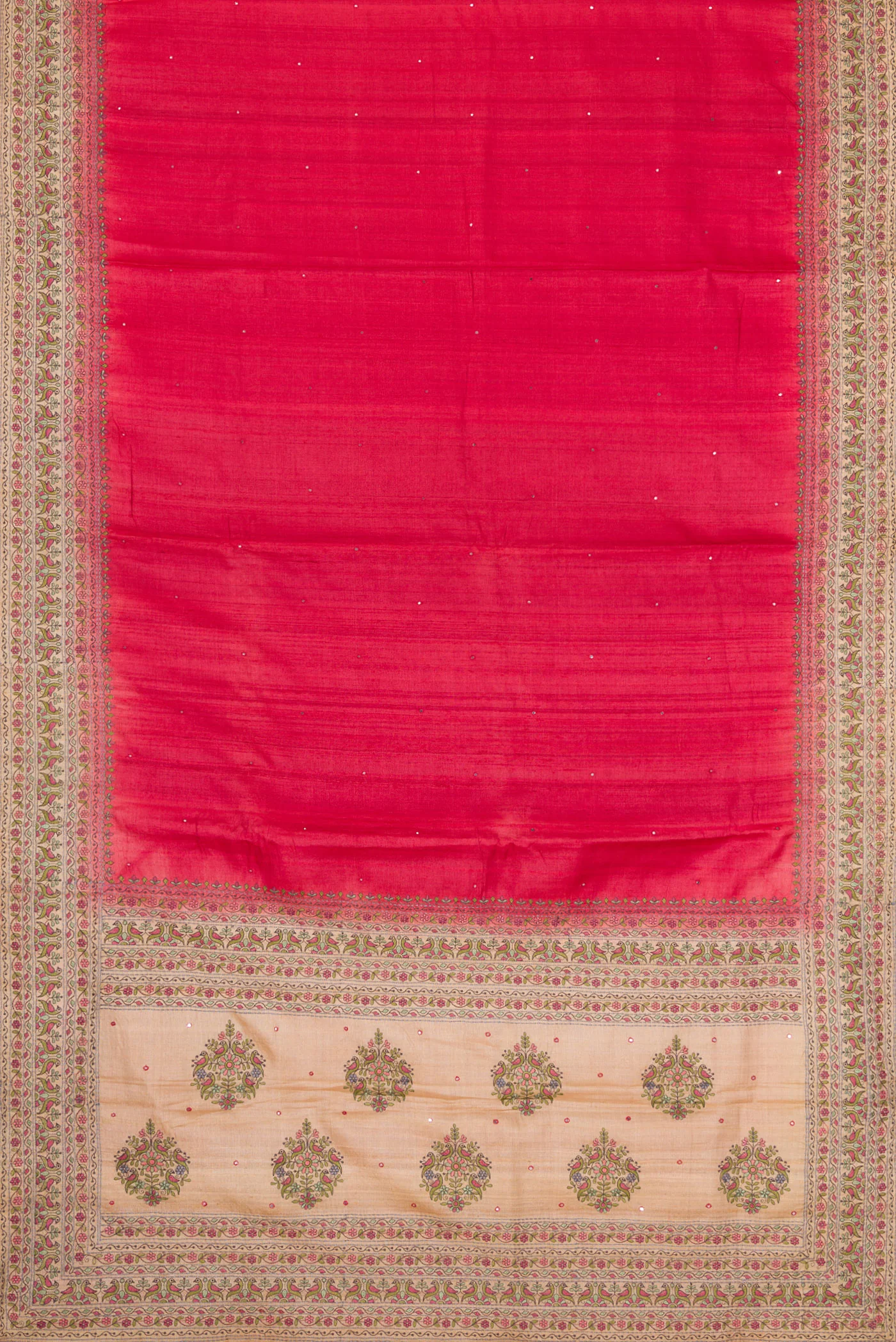 Imperial Red Tussar Silk Saree - Image 6