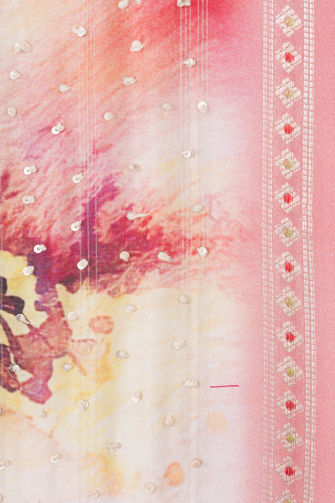 Rose pink Tussar Silk Saree - Image 3