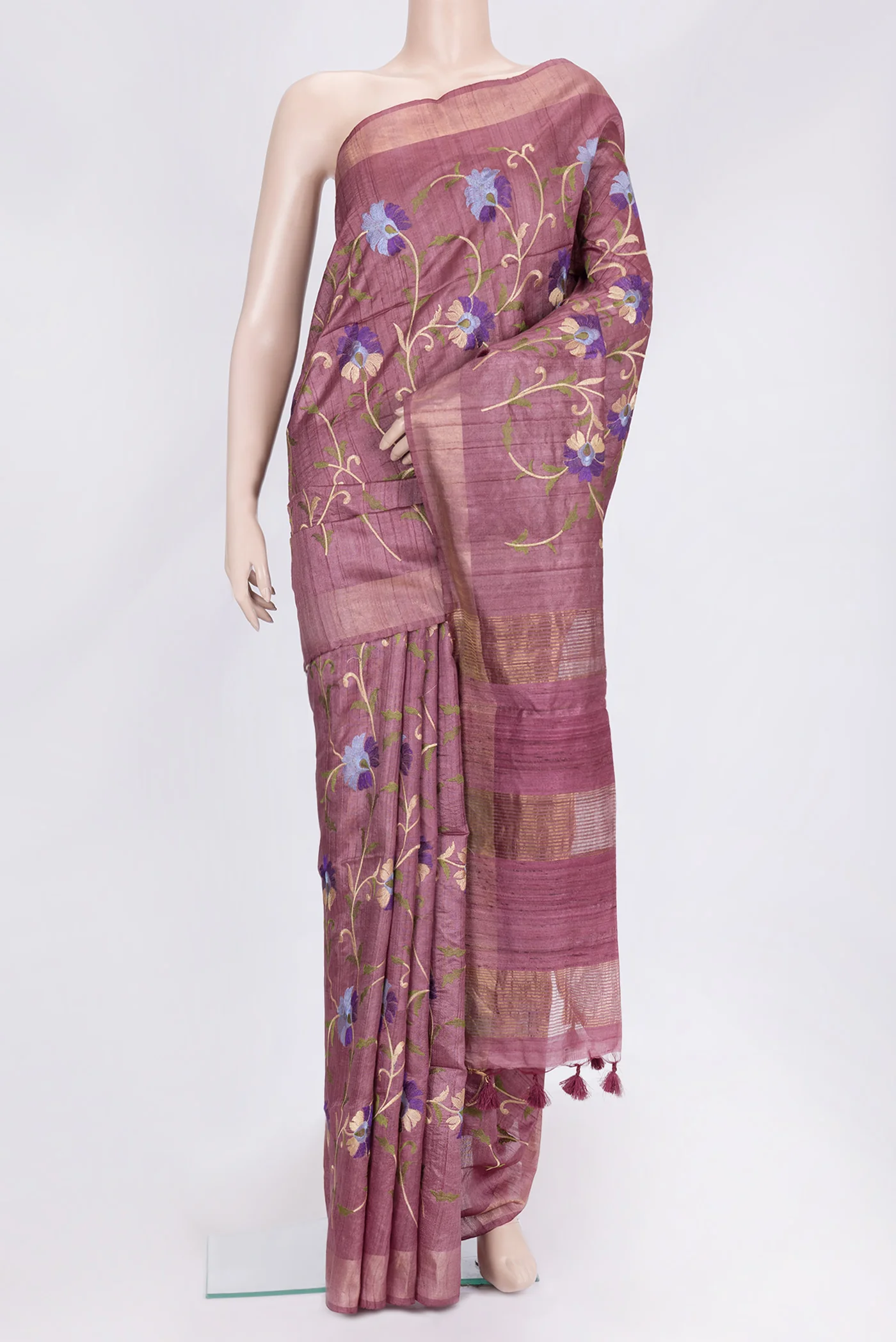Mauve Tussar Silk Saree