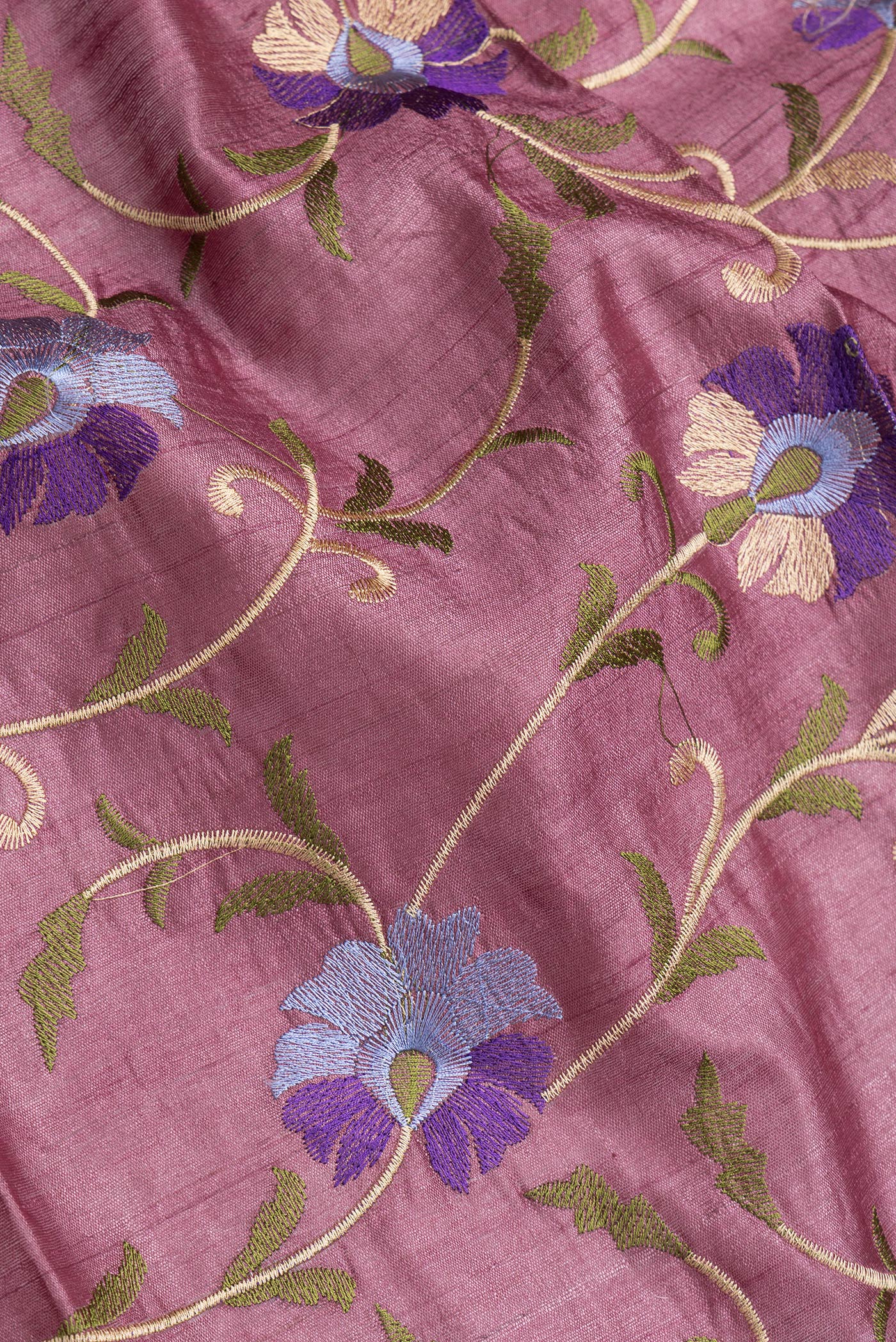 Mauve Tussar Silk Saree - Image 2