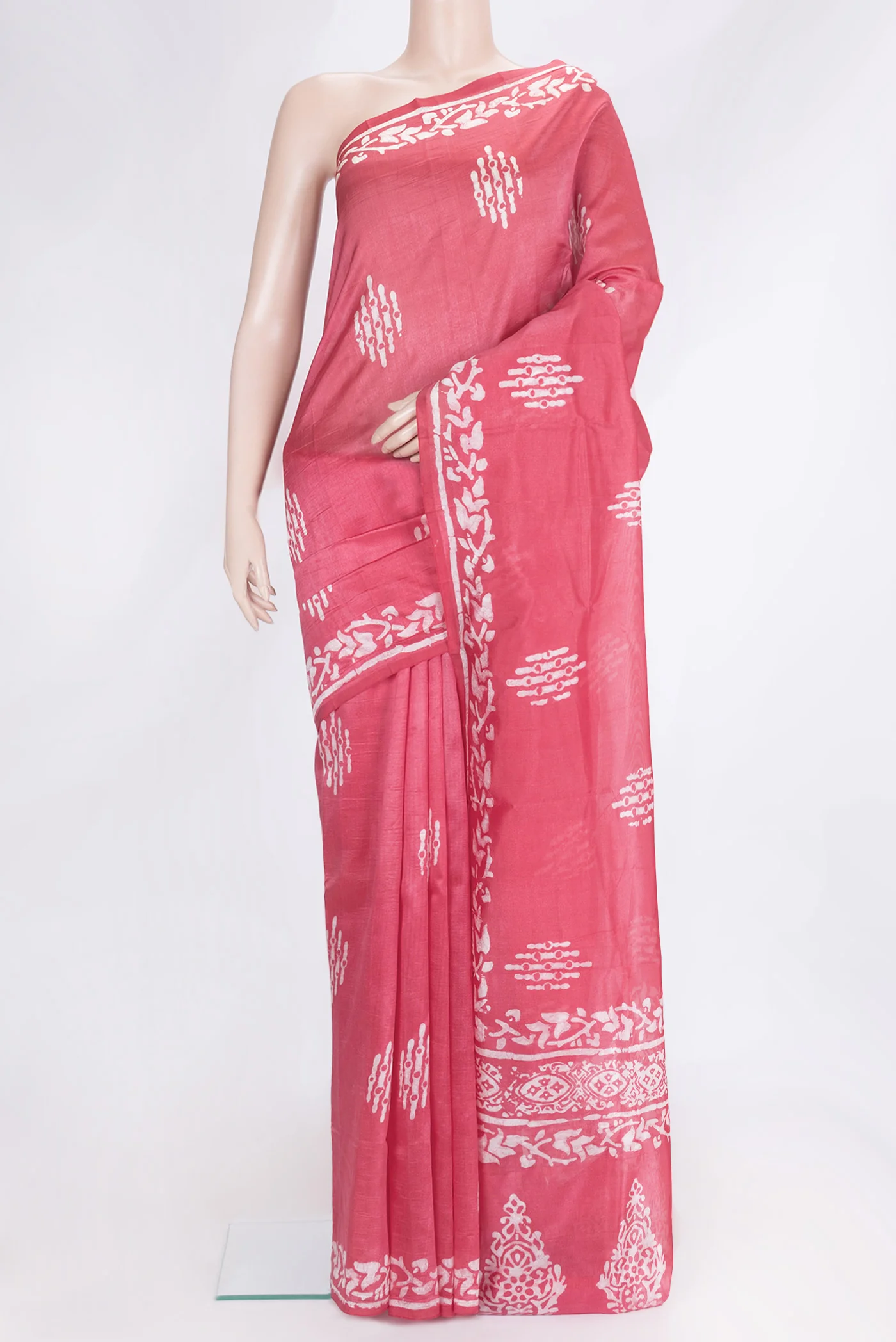 Coral Printed Silk Saree