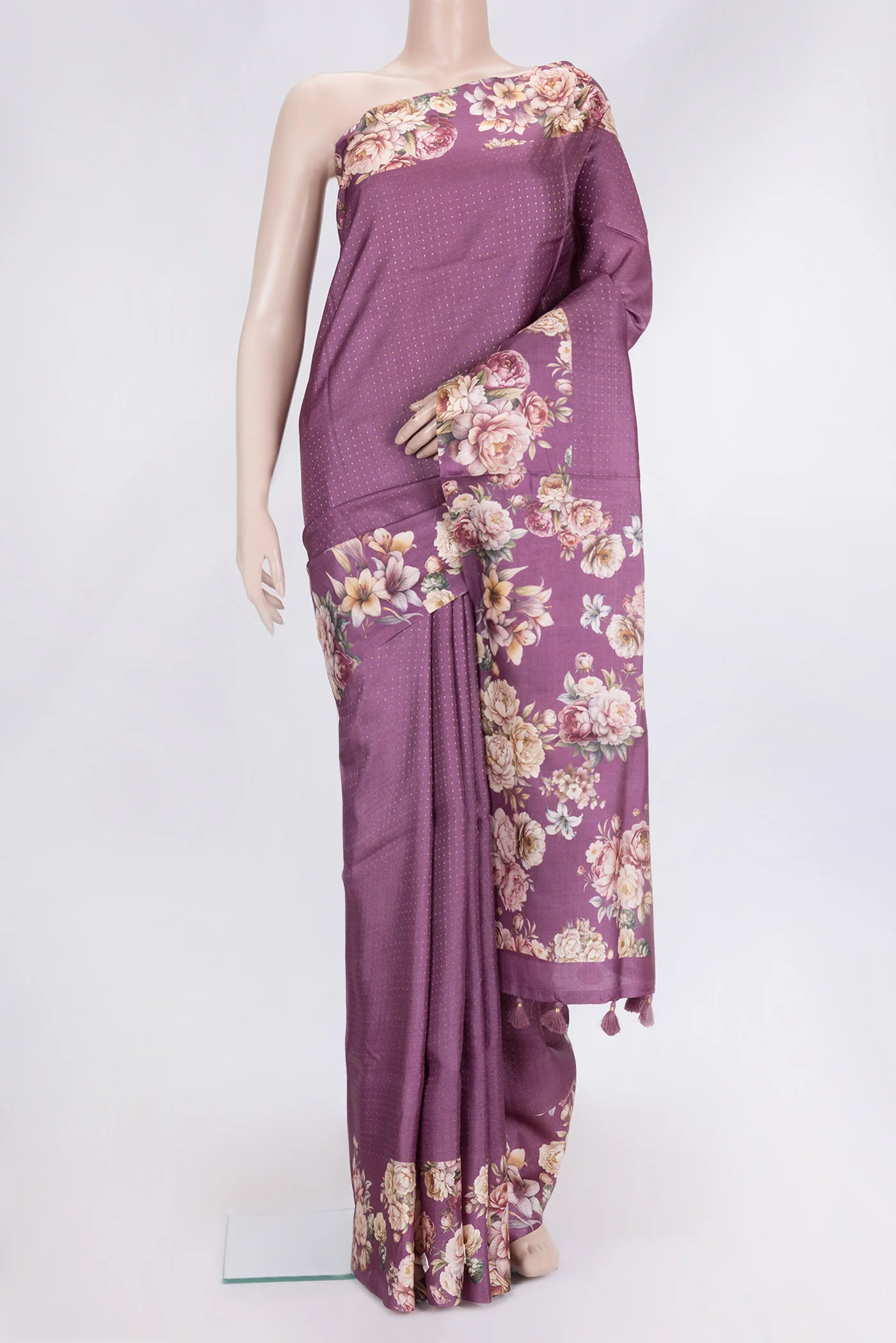 Purple Tussar Silk Saree