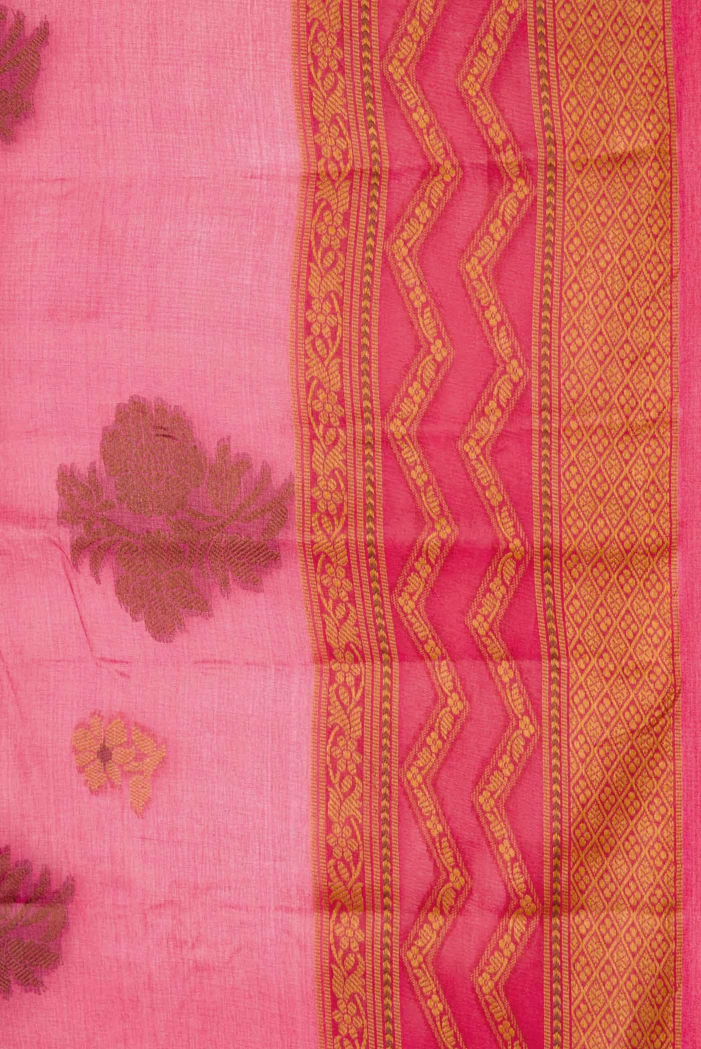 Pink Dual Tone Tussar Silk Saree - Image 3