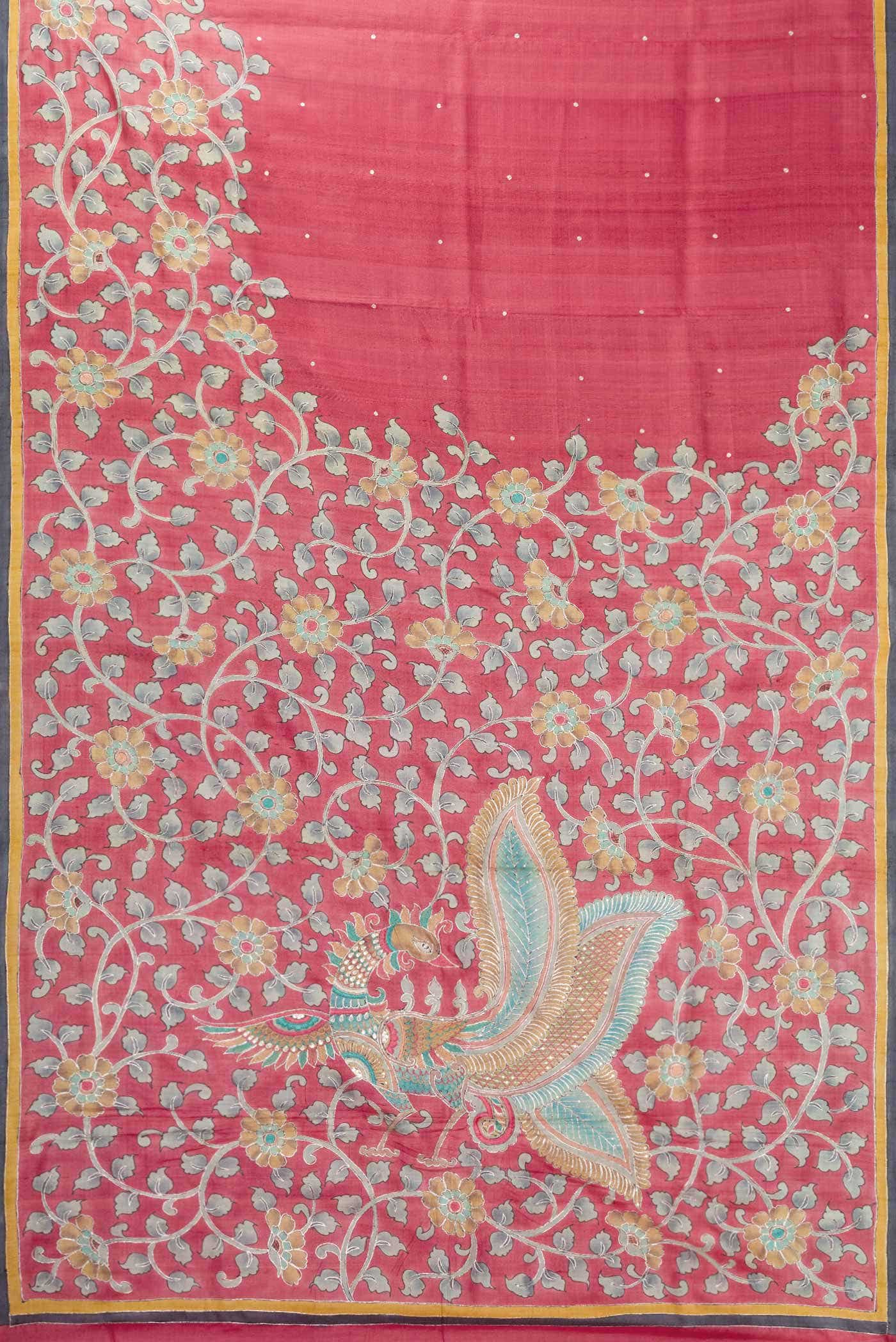 Pink Dual Tone Tussar Silk Saree - Image 4