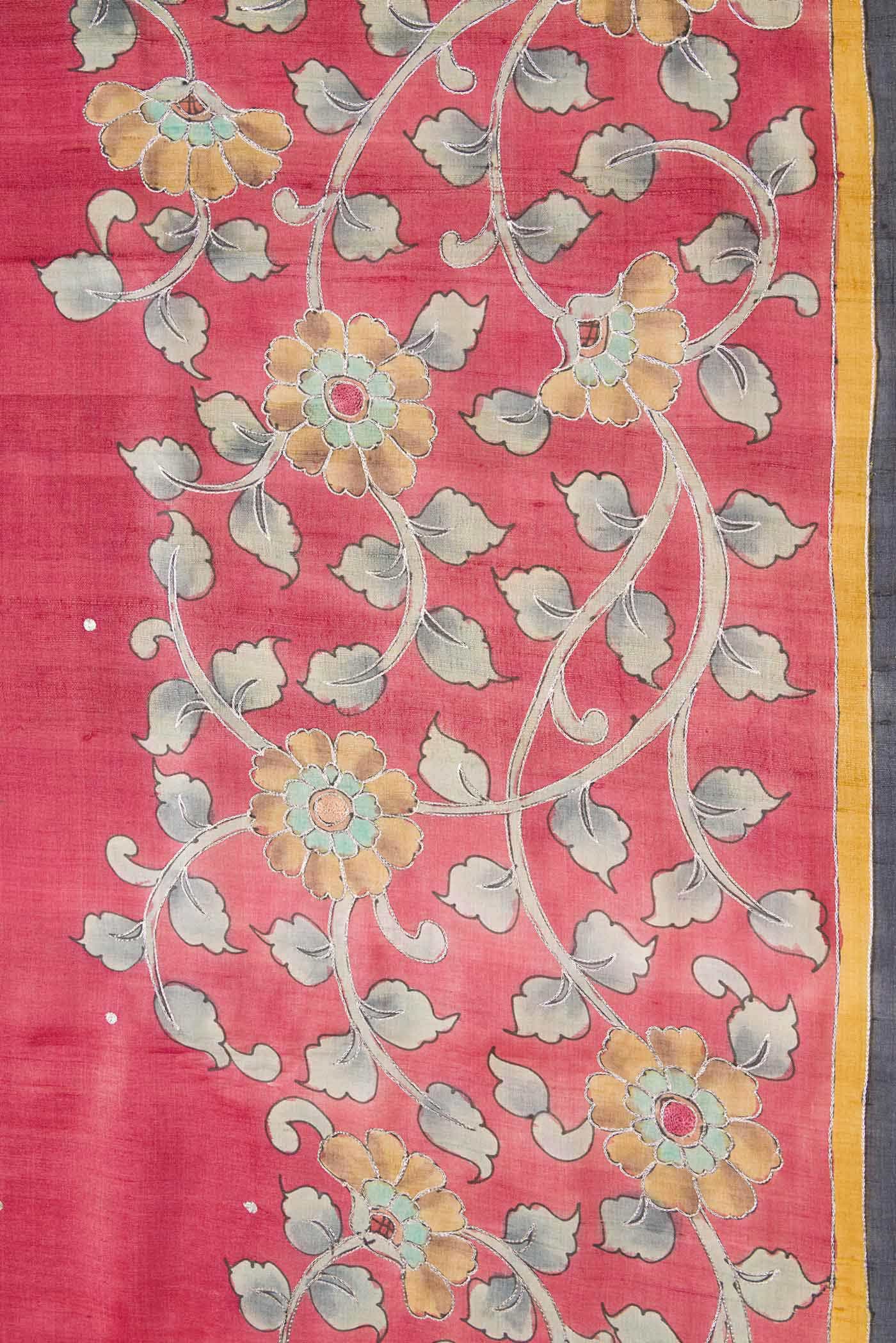 Pink Dual Tone Tussar Silk Saree - Image 5