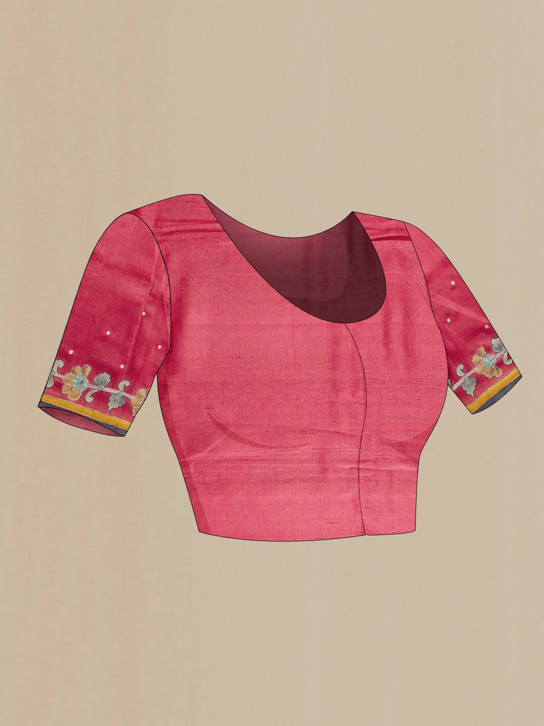 Pink Dual Tone Tussar Silk Saree - Image 6