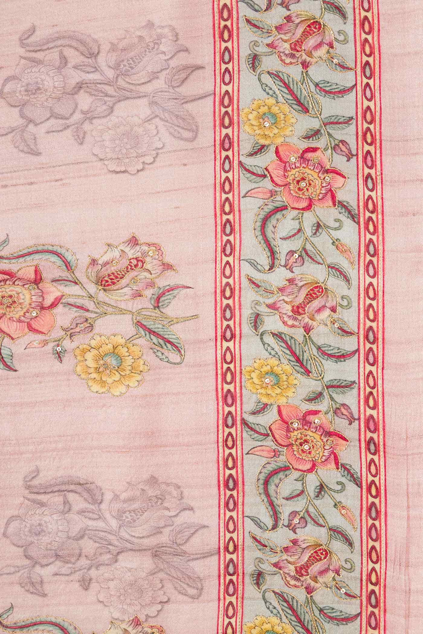 Pink Dual Tone Tussar Silk Saree - Image 5