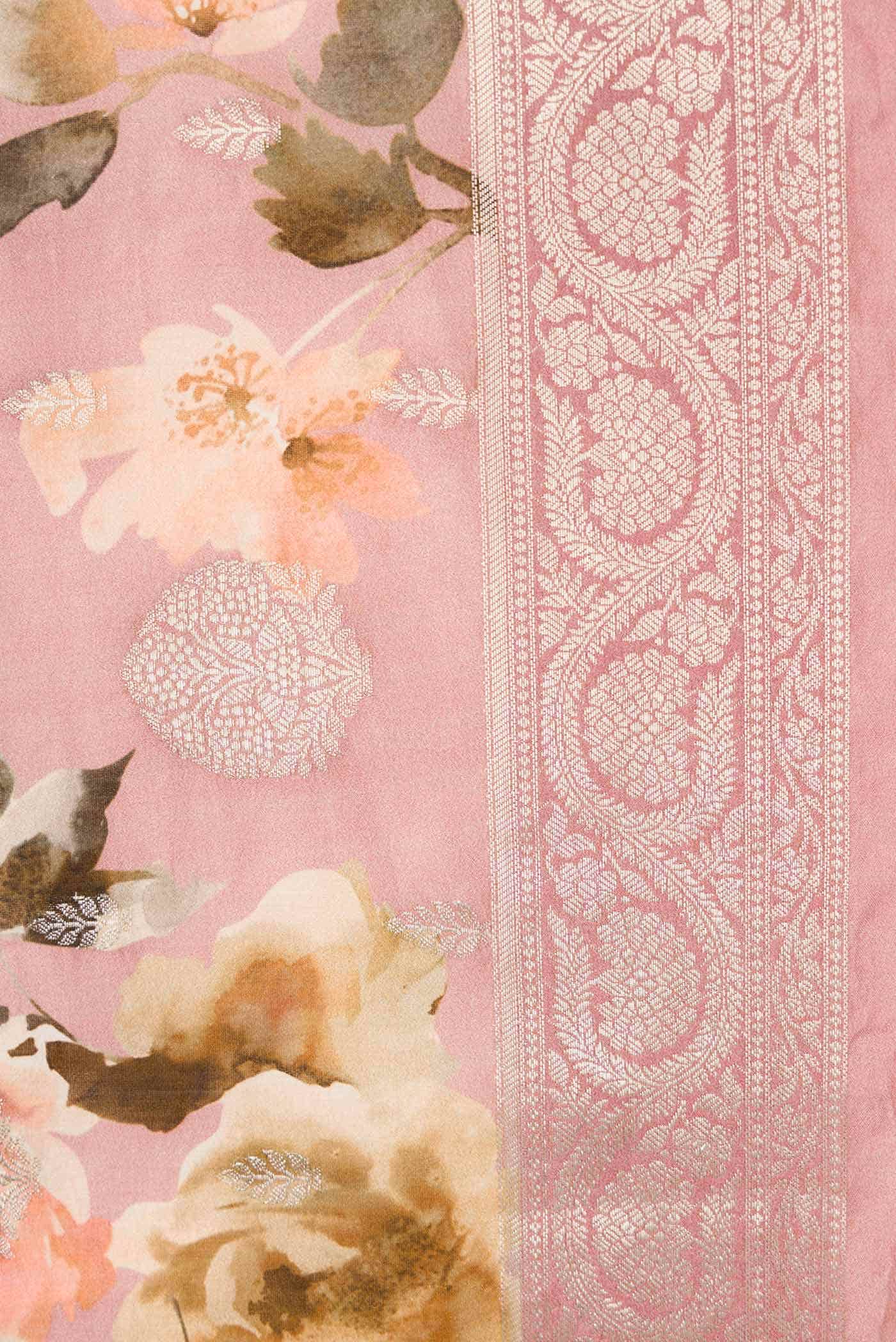 Rose Gold Tussar Silk Saree - Image 3