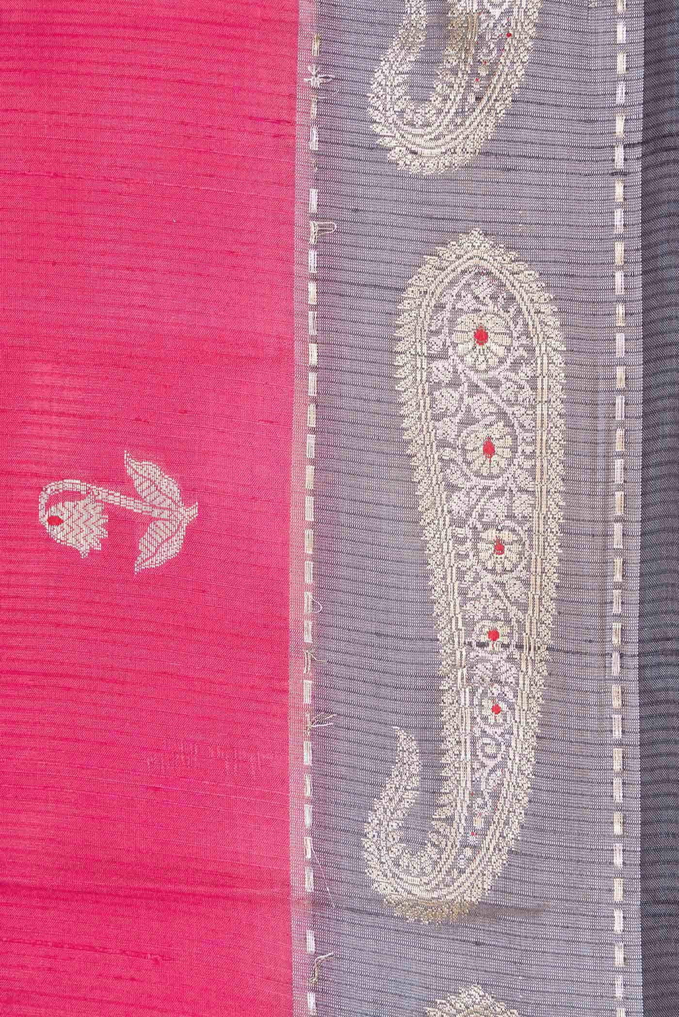 Pink Banarasi Raw Silk Saree - Image 3