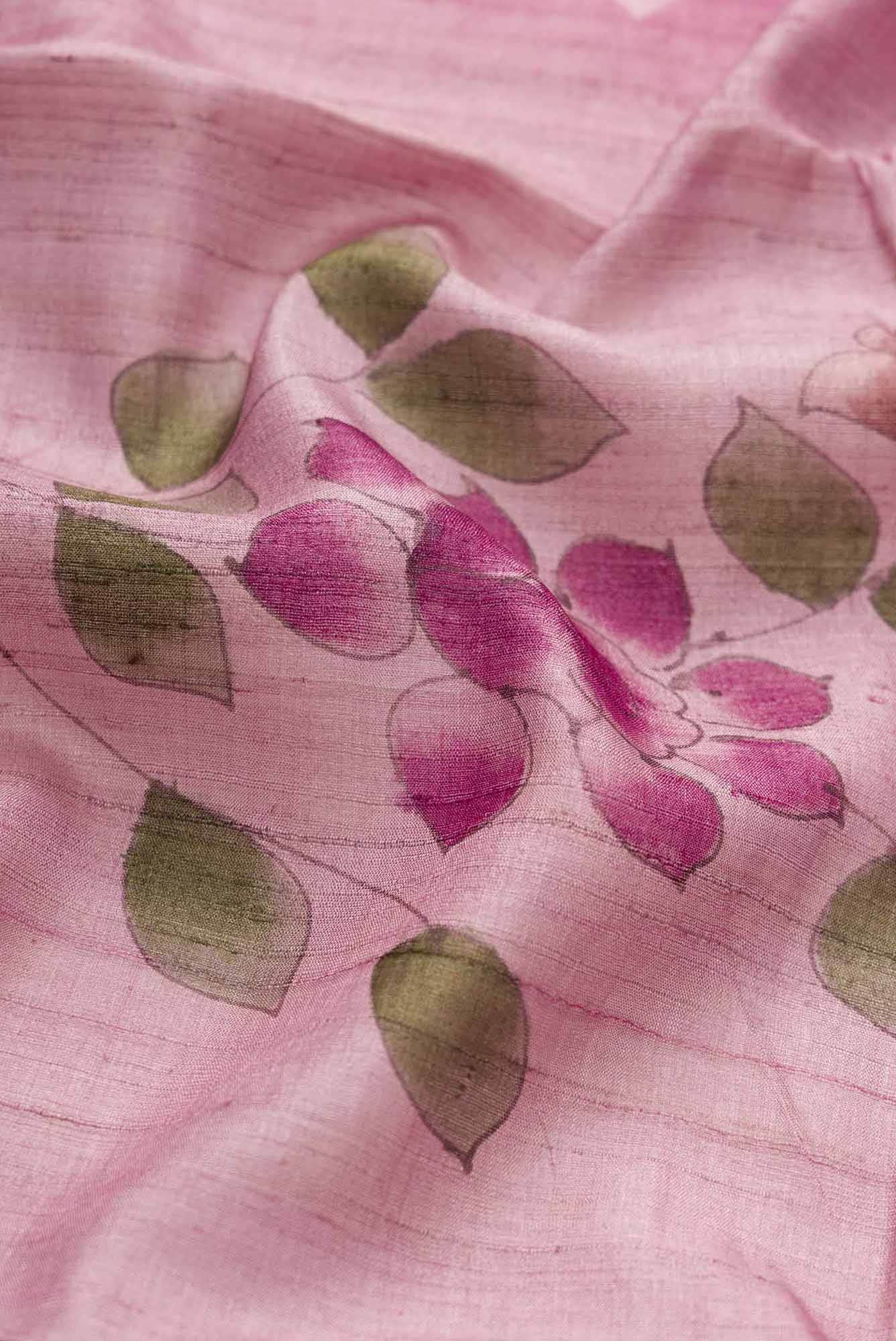 Lavender Tussar Silk Saree - Image 3