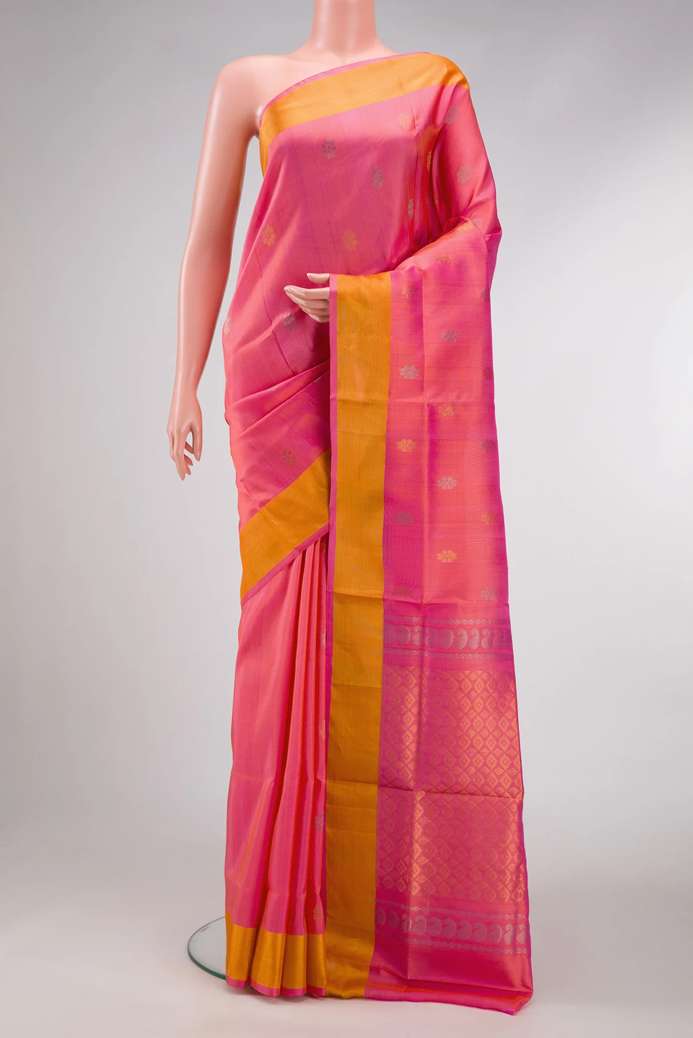 Rose pink Uppada Silk Saree