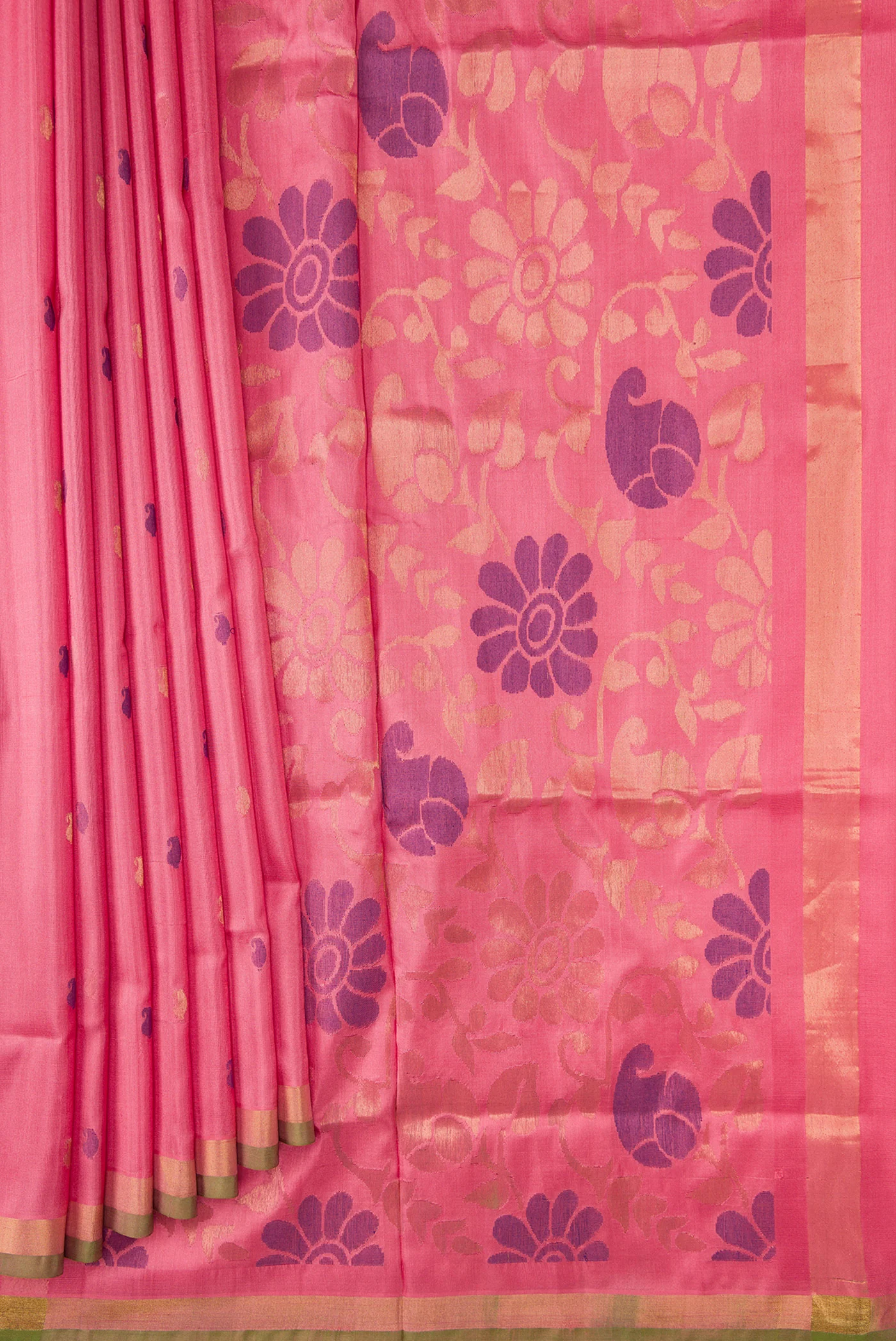 Rose pink Uppada Silk Saree - Image 4
