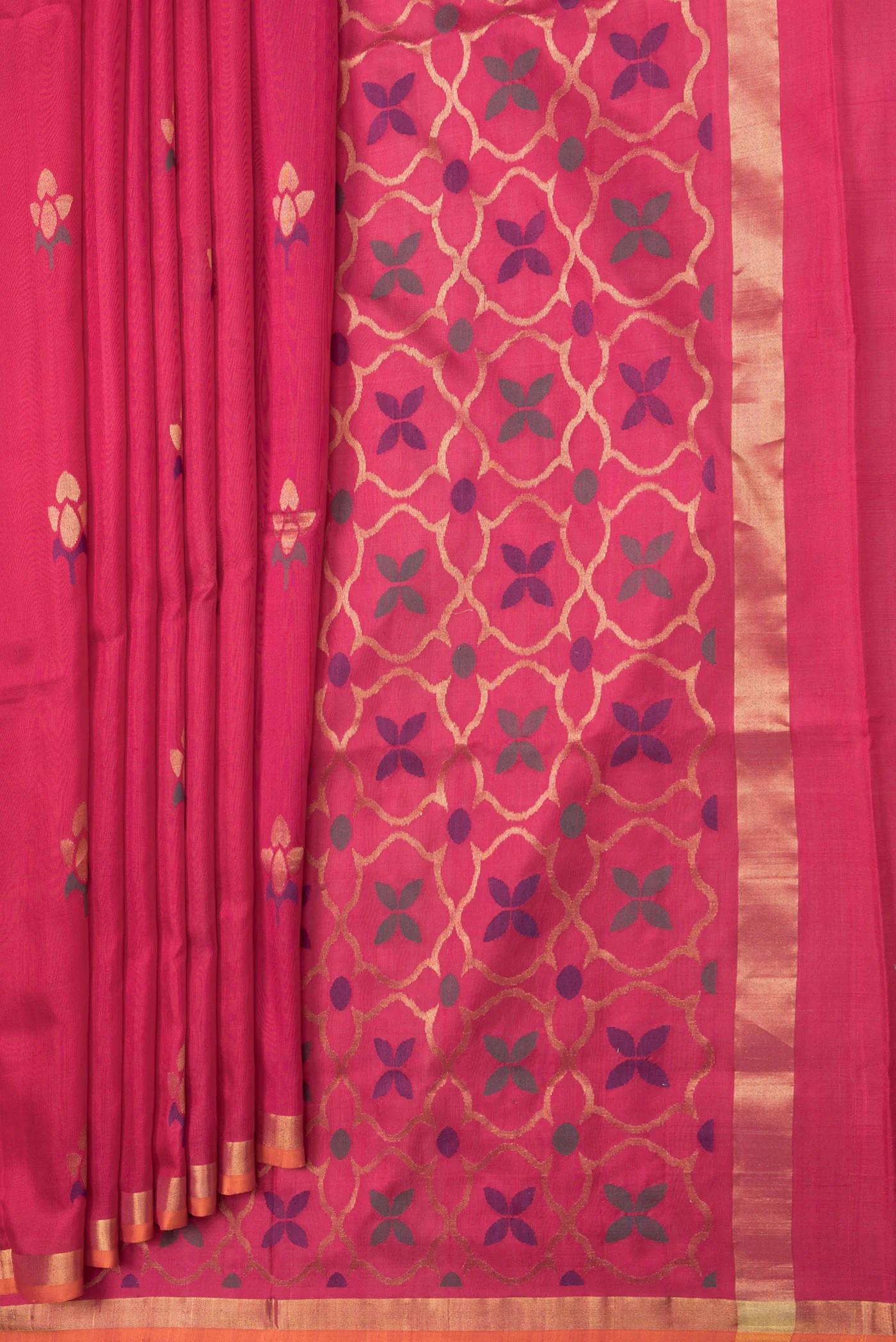 Dark Pink Uppada Silk Saree - Image 4