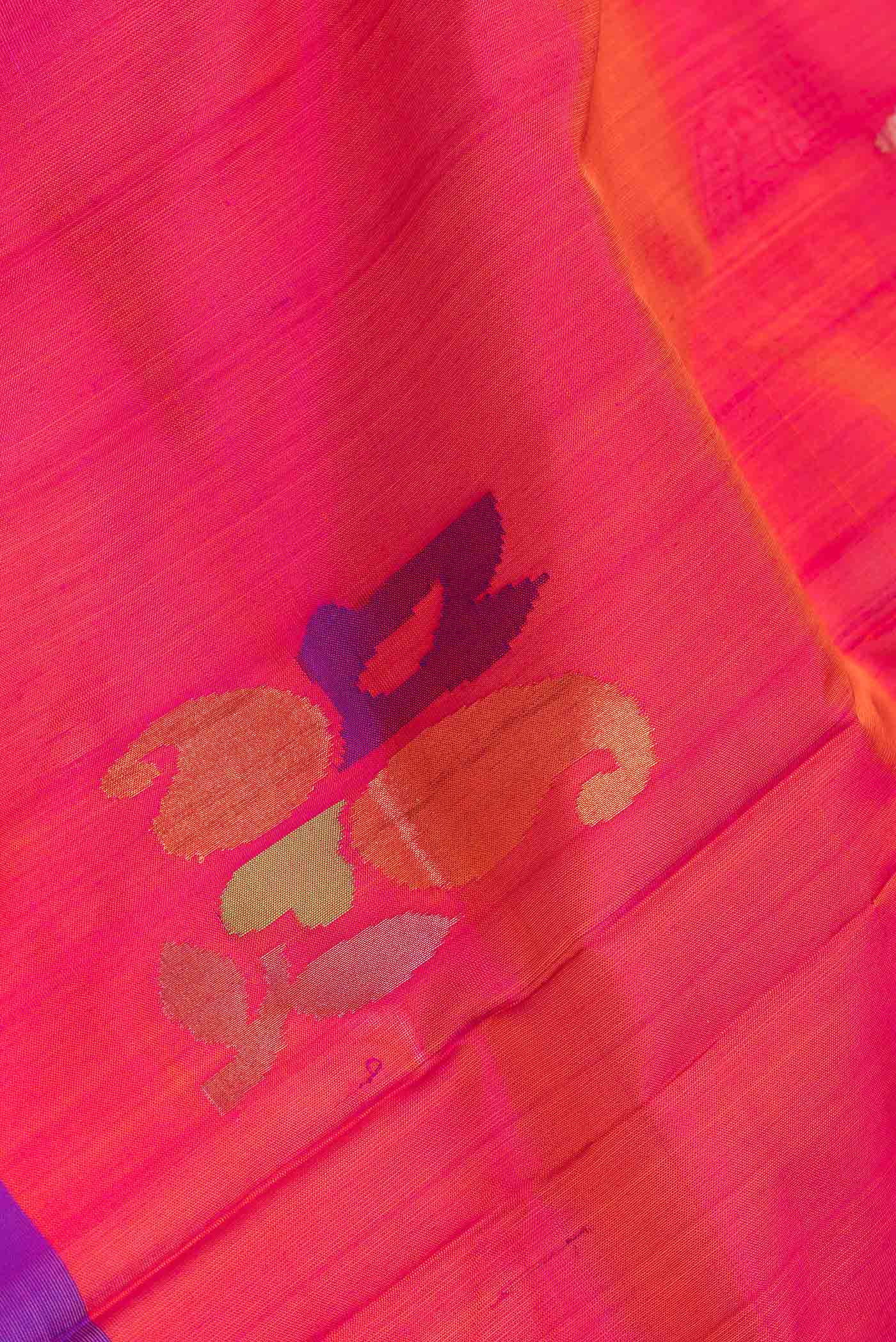 Pink with Orange Color Uppada Silk Saree - Image 2