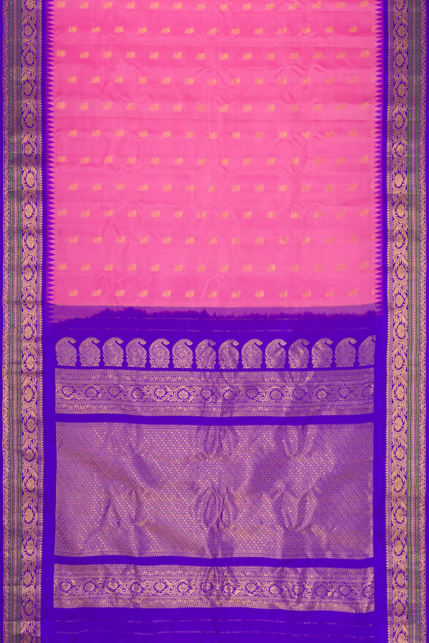 Pink Gadwal Silk Saree - Image 6