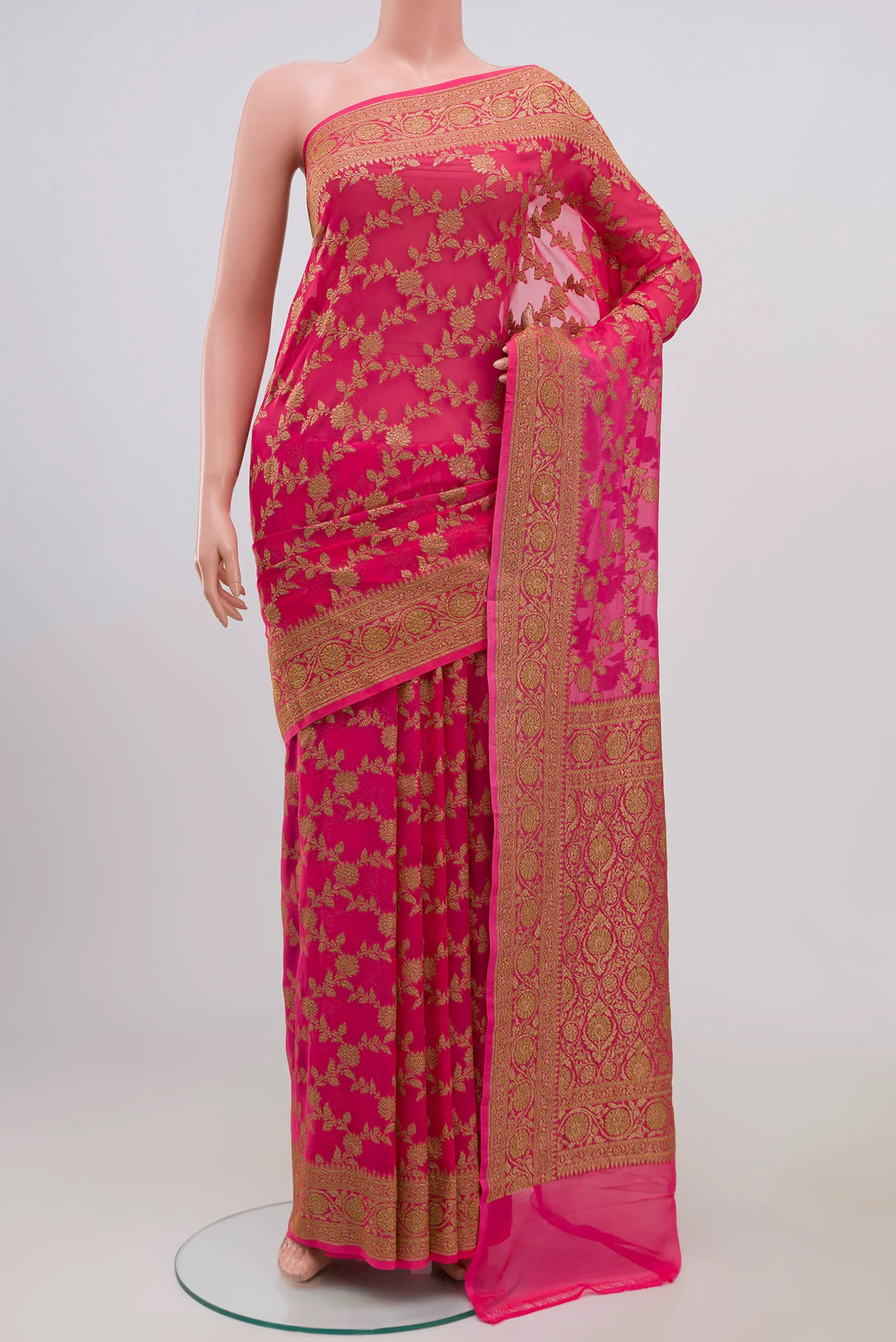Pink Banarasi Georgette Saree