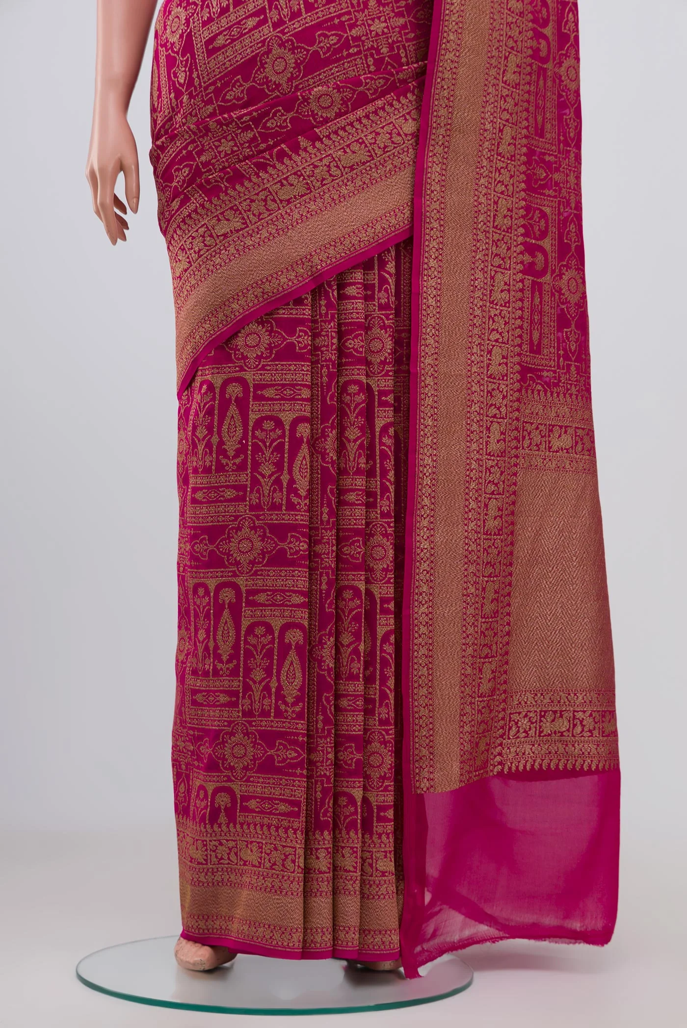 Pink Banarasi Georgette Saree - Image 3