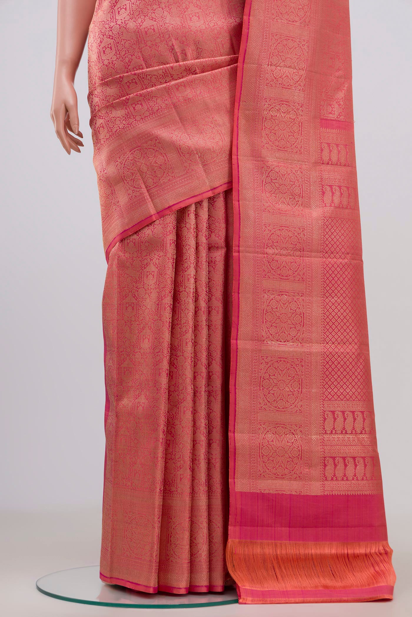 Pink Kanchipuram Silk Saree - Image 3