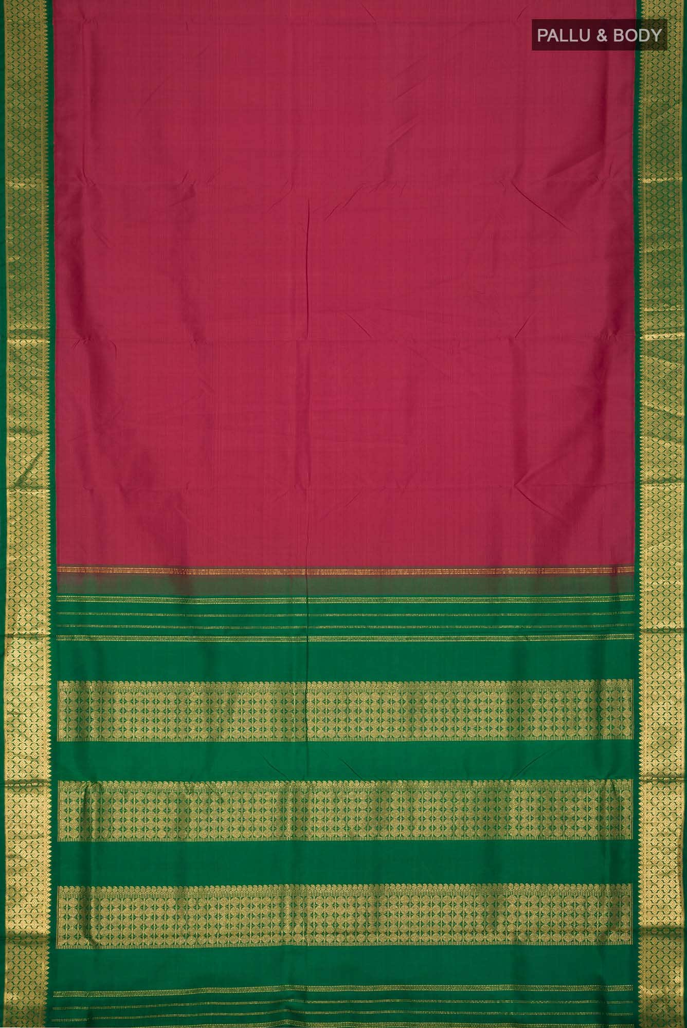 Pure Silk Pure Zari Pink Kanjivaram Nine Yards Saree - Image 4