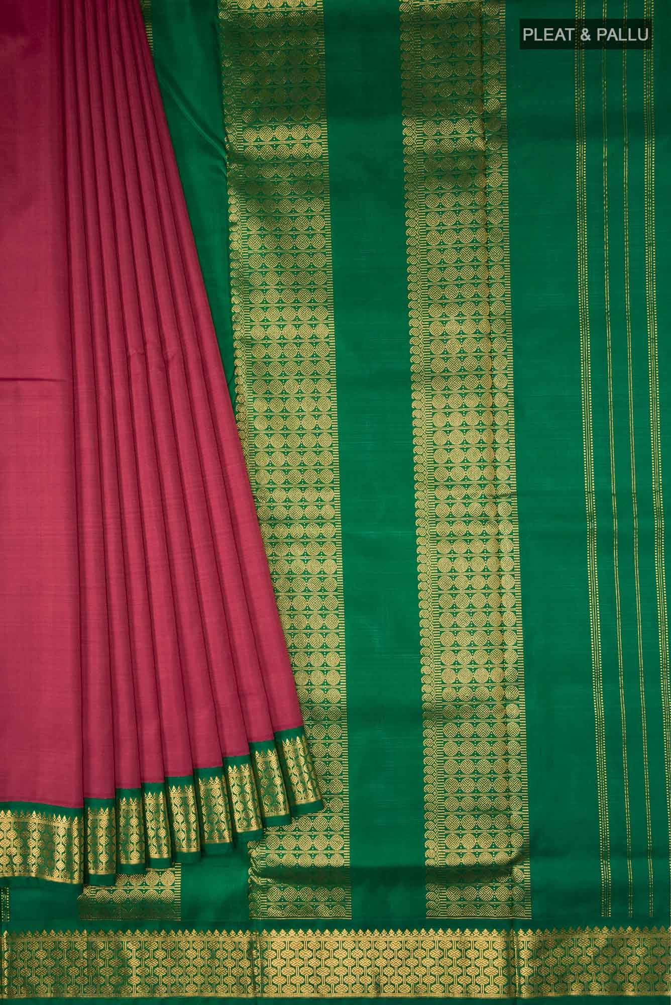 Pure Silk Pure Zari Pink Kanjivaram Nine Yards Saree - Image 7