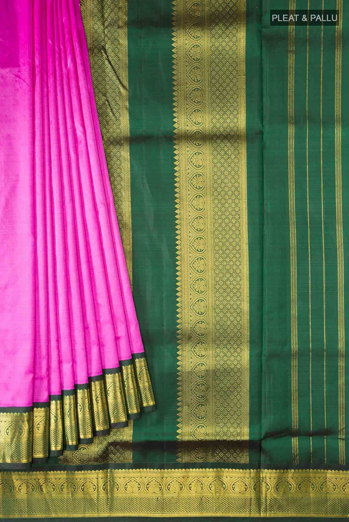 Pink Kanchipuram Silk Nine Yards Saree - Image 2