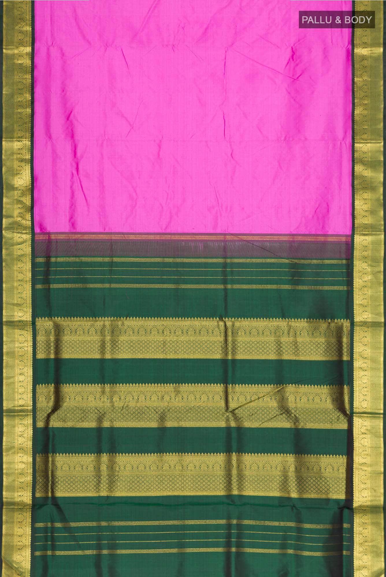 Pink Kanchipuram Silk Nine Yards Saree - Image 4