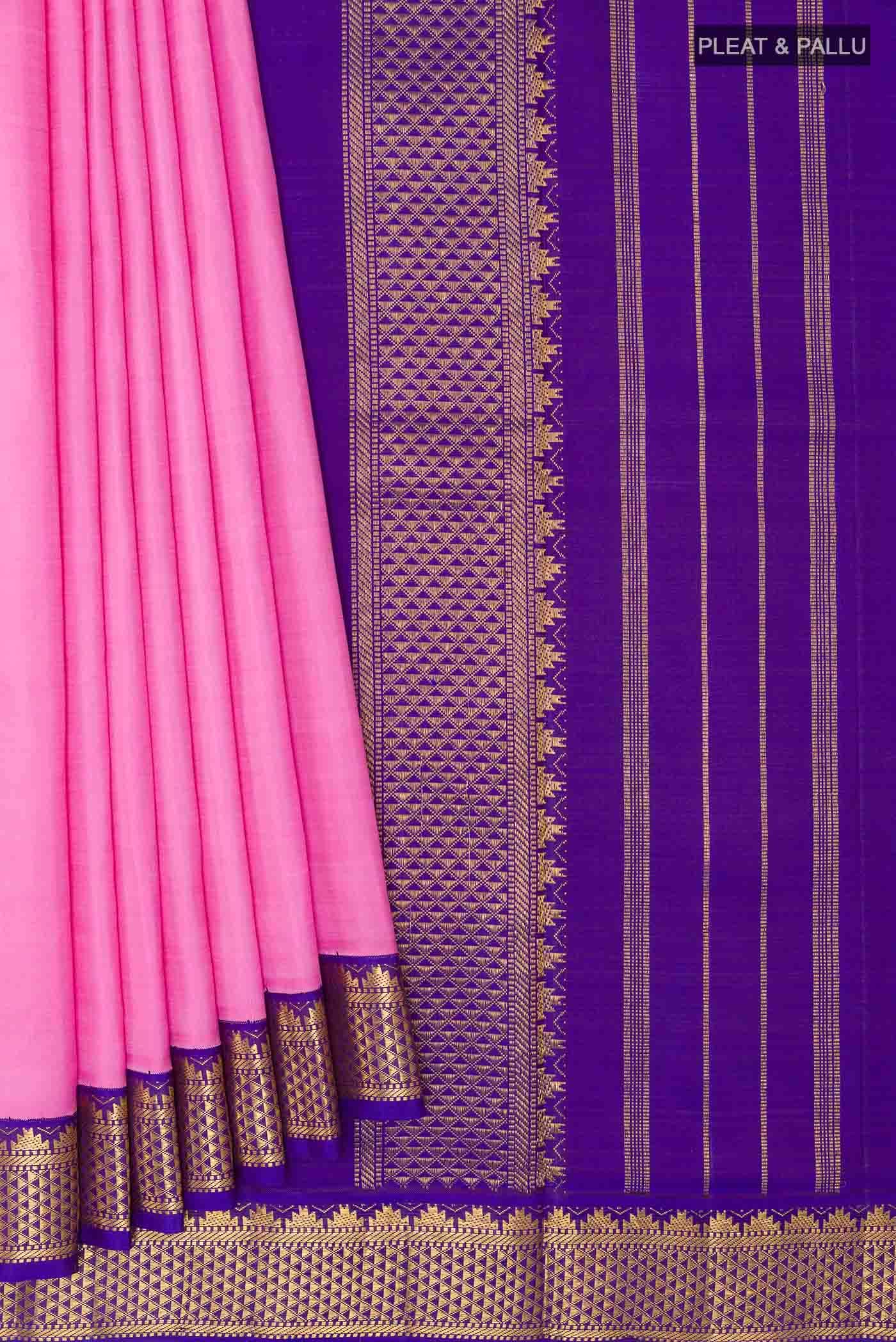 Pink Kanchipuram Silk Nine Yards Saree - Image 2