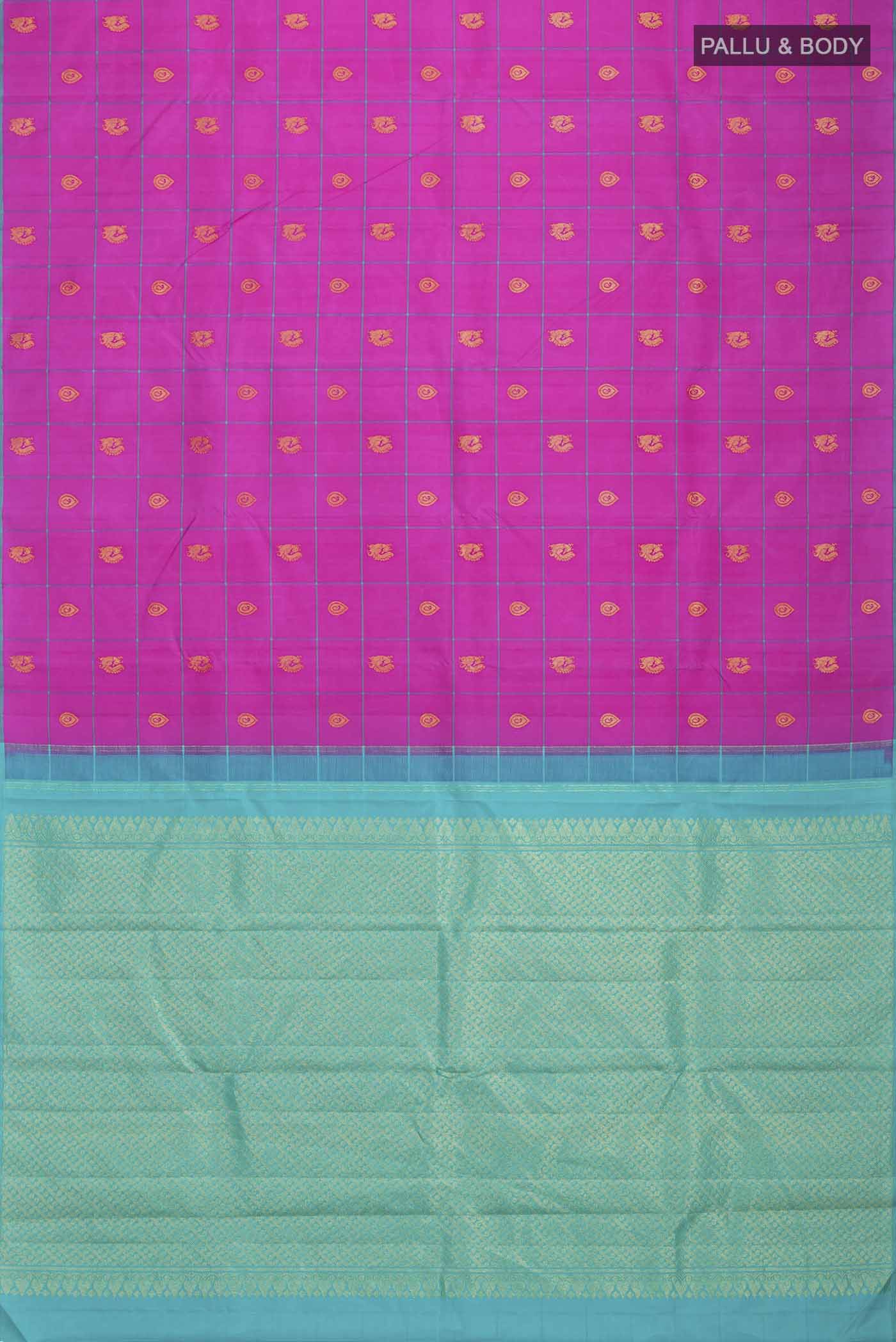 Magenta Kanchipuram Silk Saree - Image 6