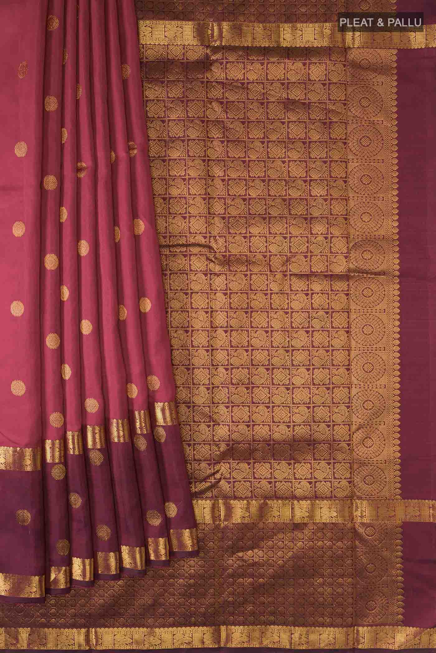 Maroon Kanjivaram Silk Saree - Image 4
