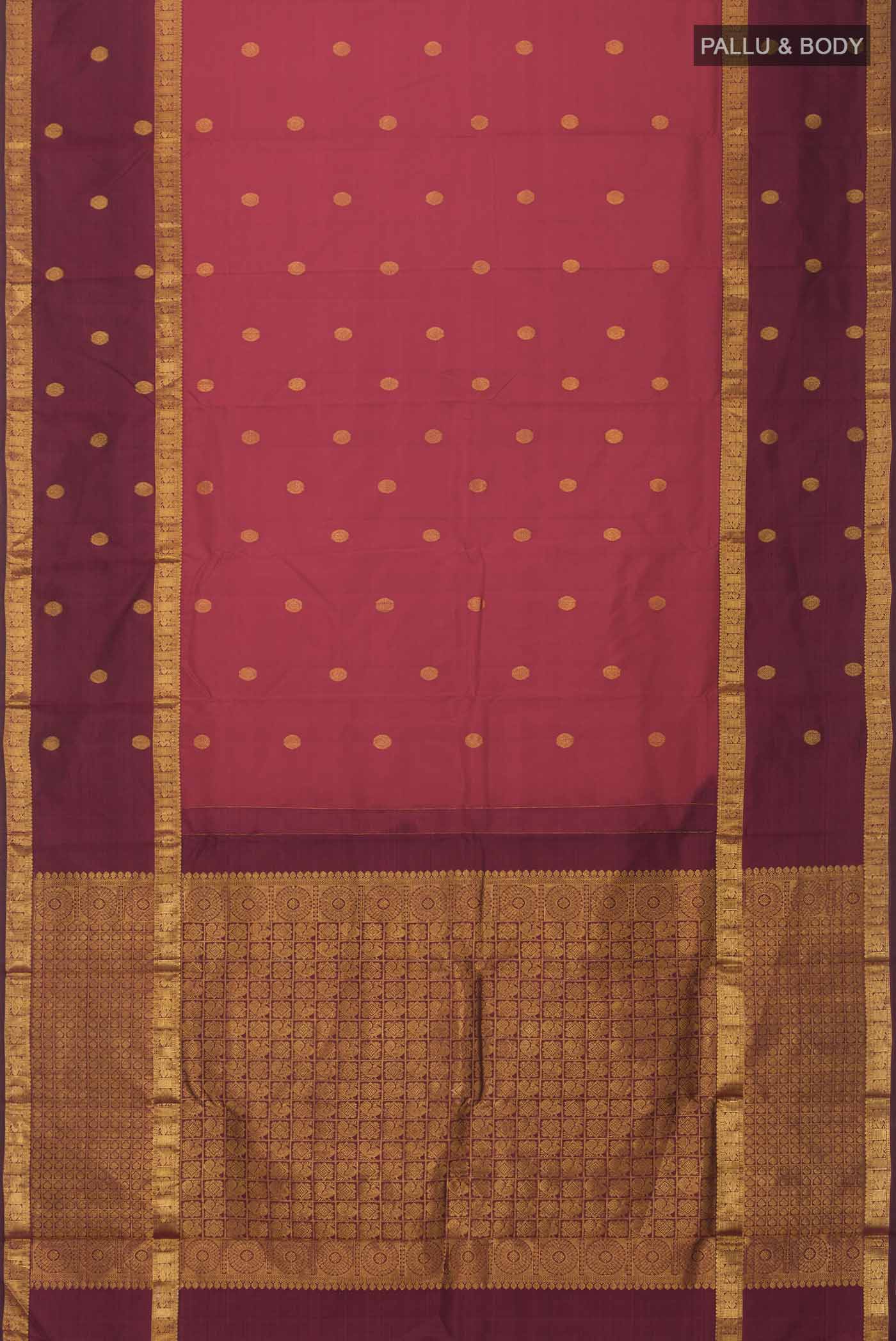 Maroon Kanjivaram Silk Saree - Image 6