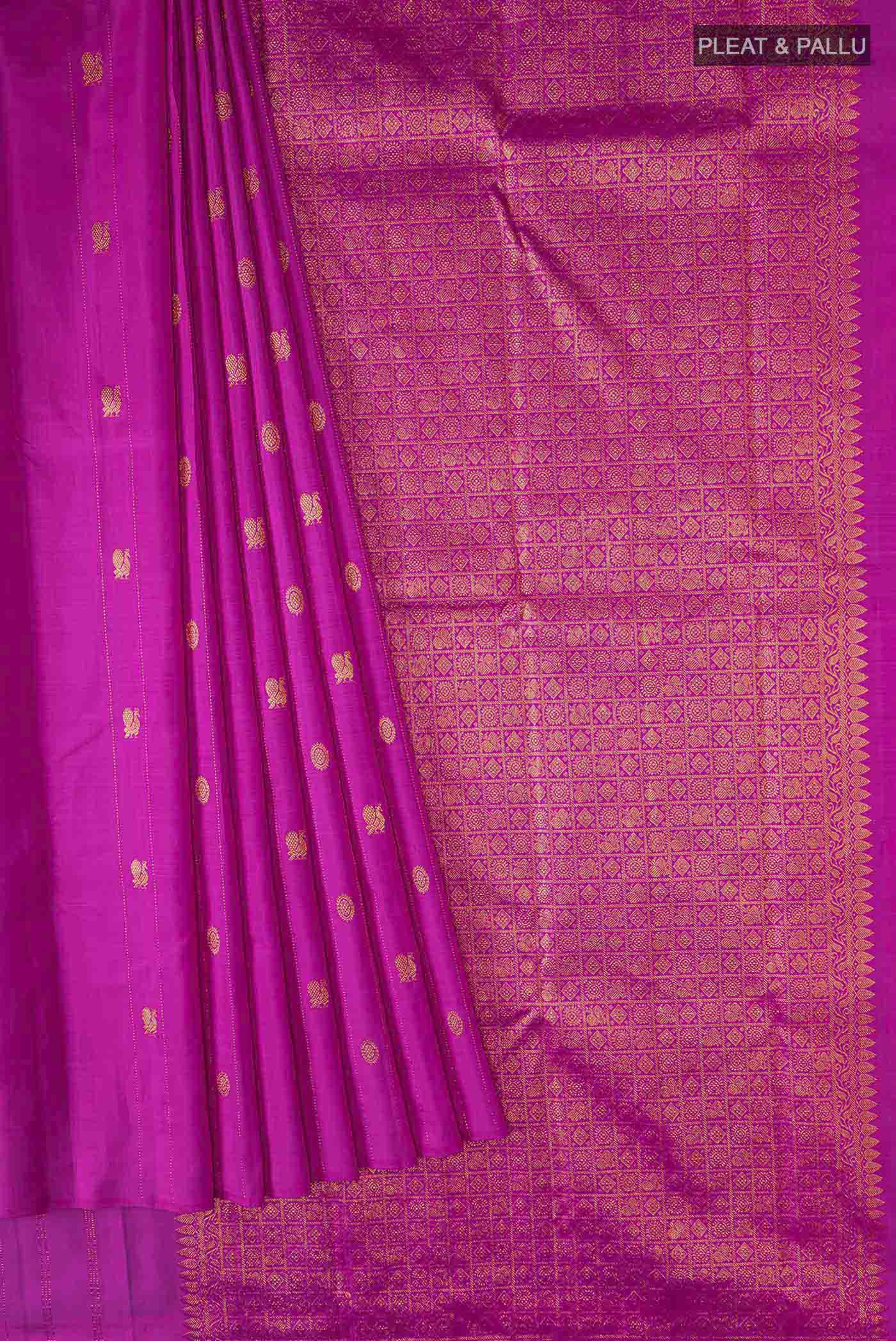 Light Magenta Kanchipuram Silk Saree - Image 4