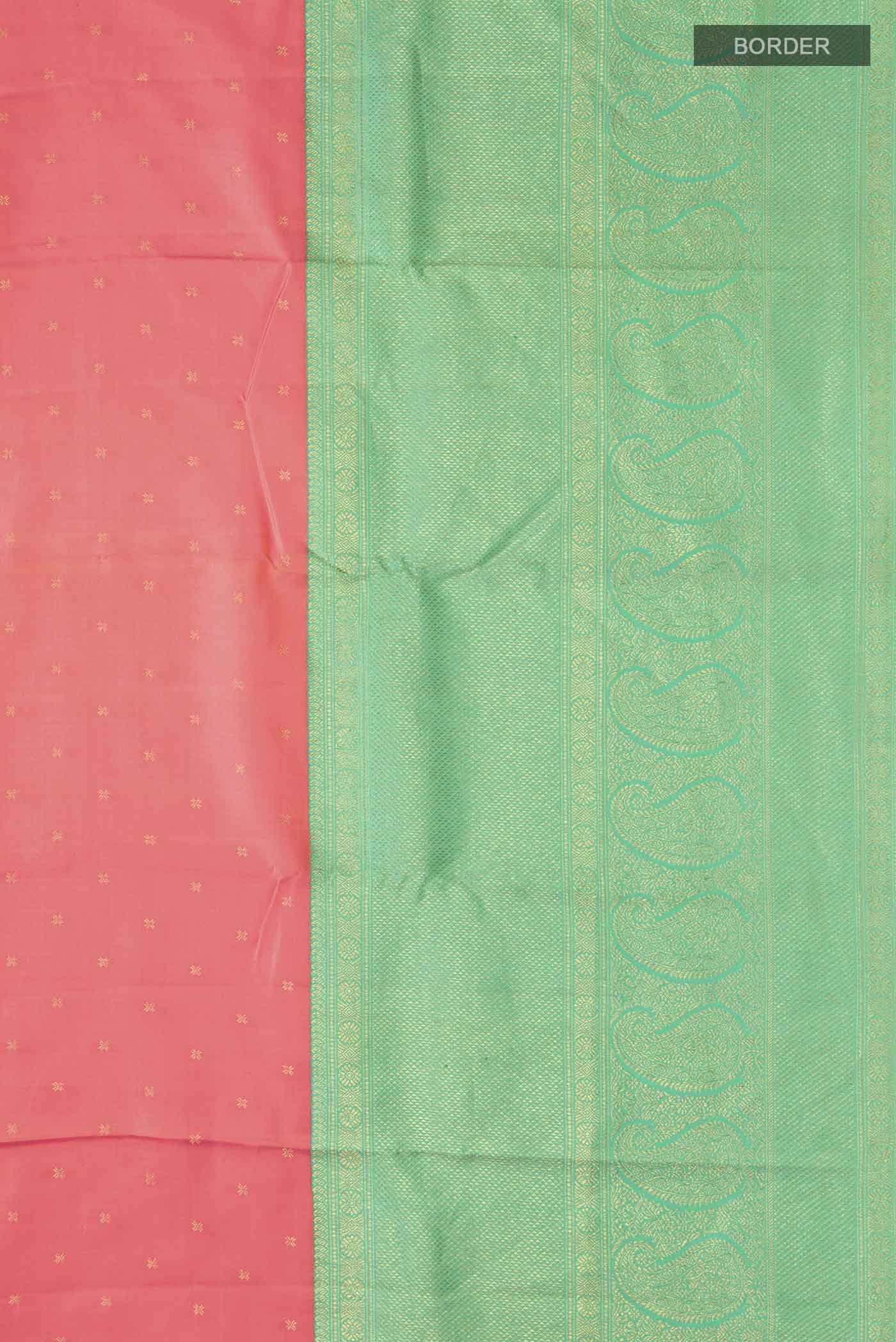 Coral Kanjivaram Silk Saree - Image 3