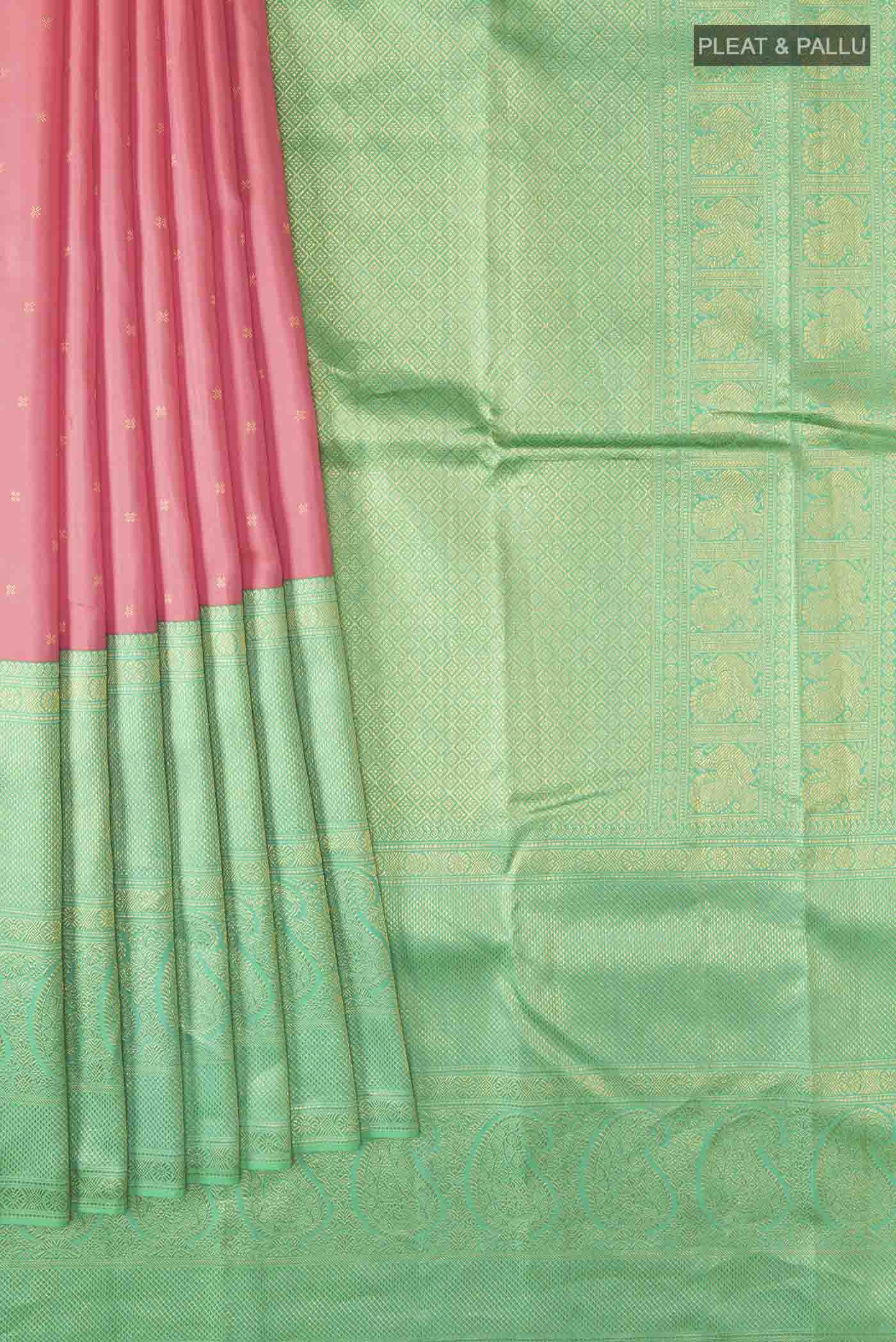 Coral Kanjivaram Silk Saree - Image 4