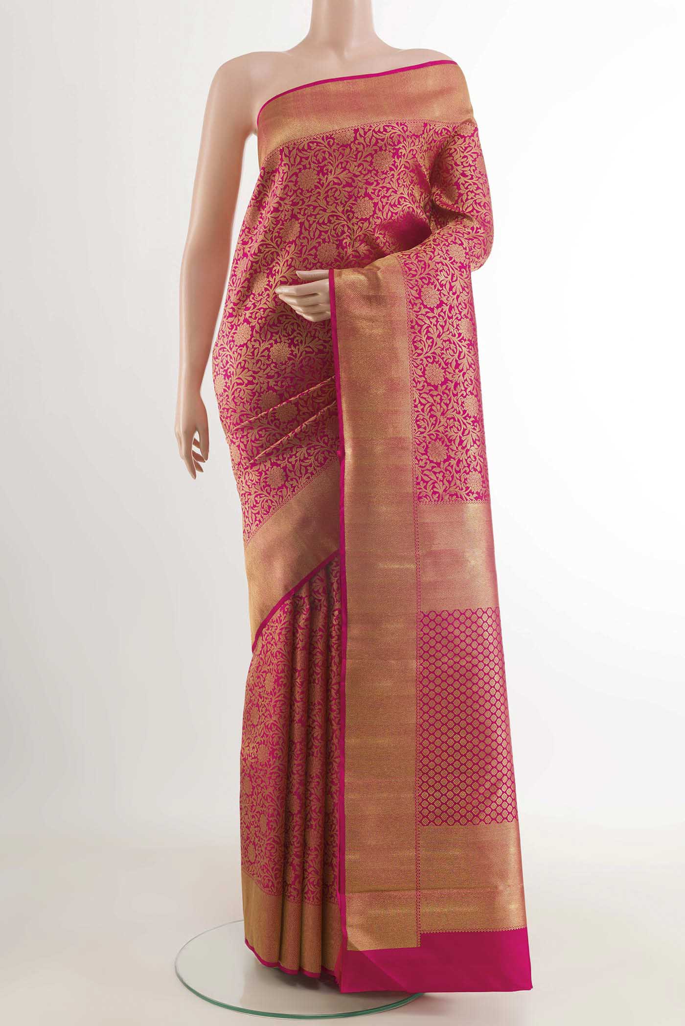 Pure Silk Pure Zari Pink Kanjivaram Saree