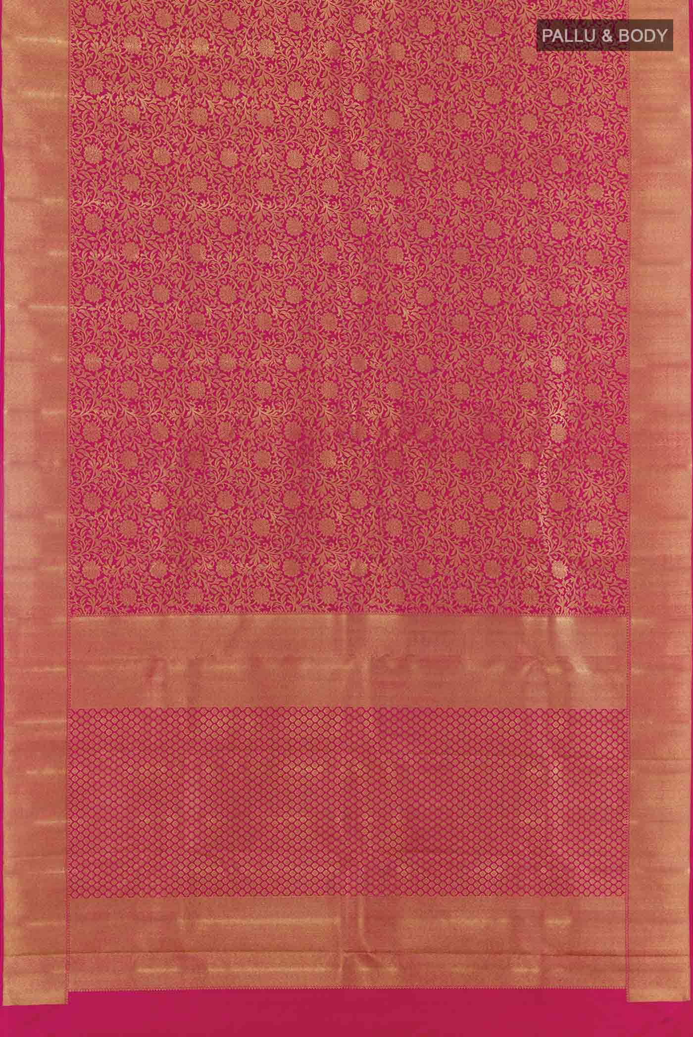 Pure Silk Pure Zari Pink Kanjivaram Saree - Image 6