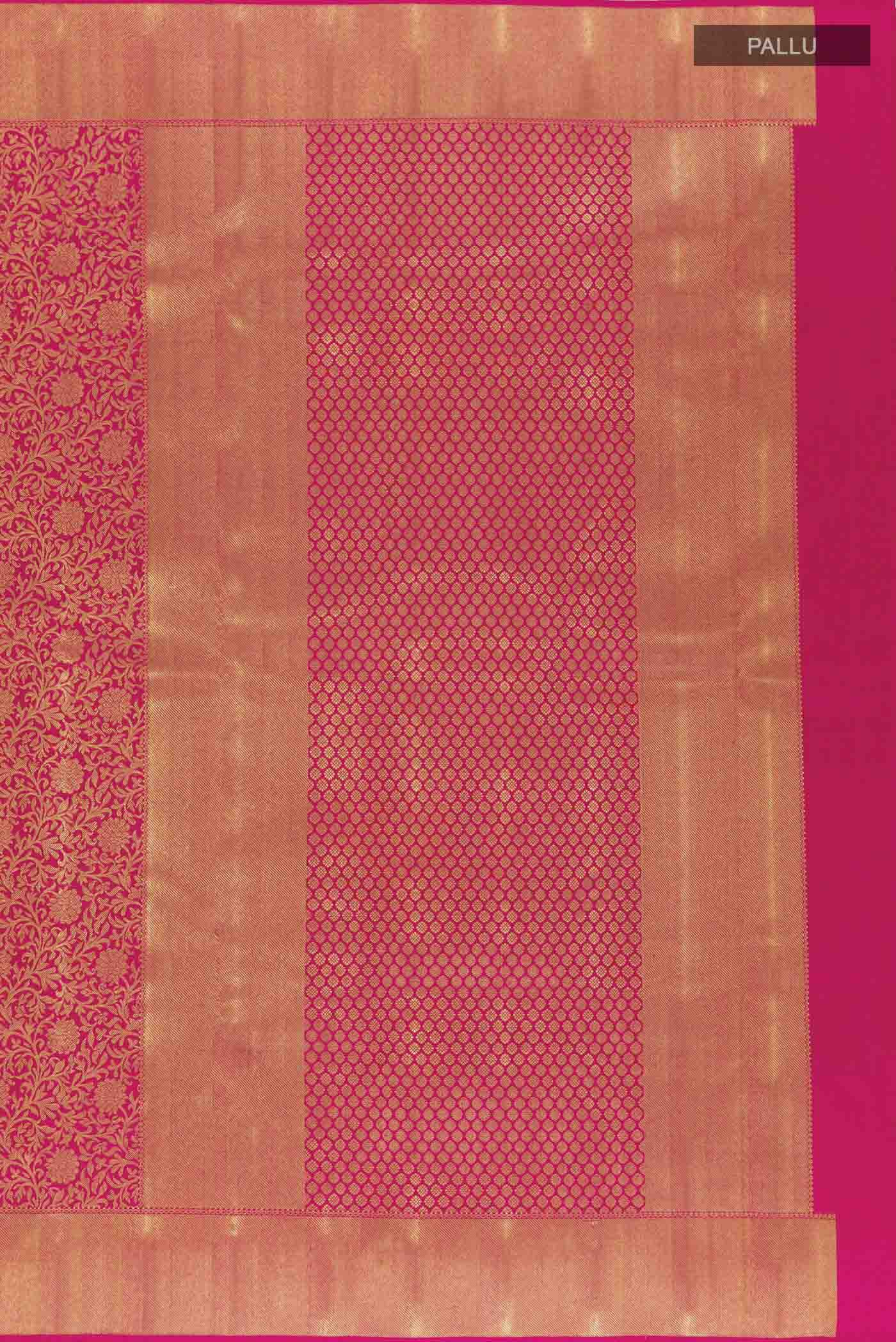 Pure Silk Pure Zari Pink Kanjivaram Saree - Image 7