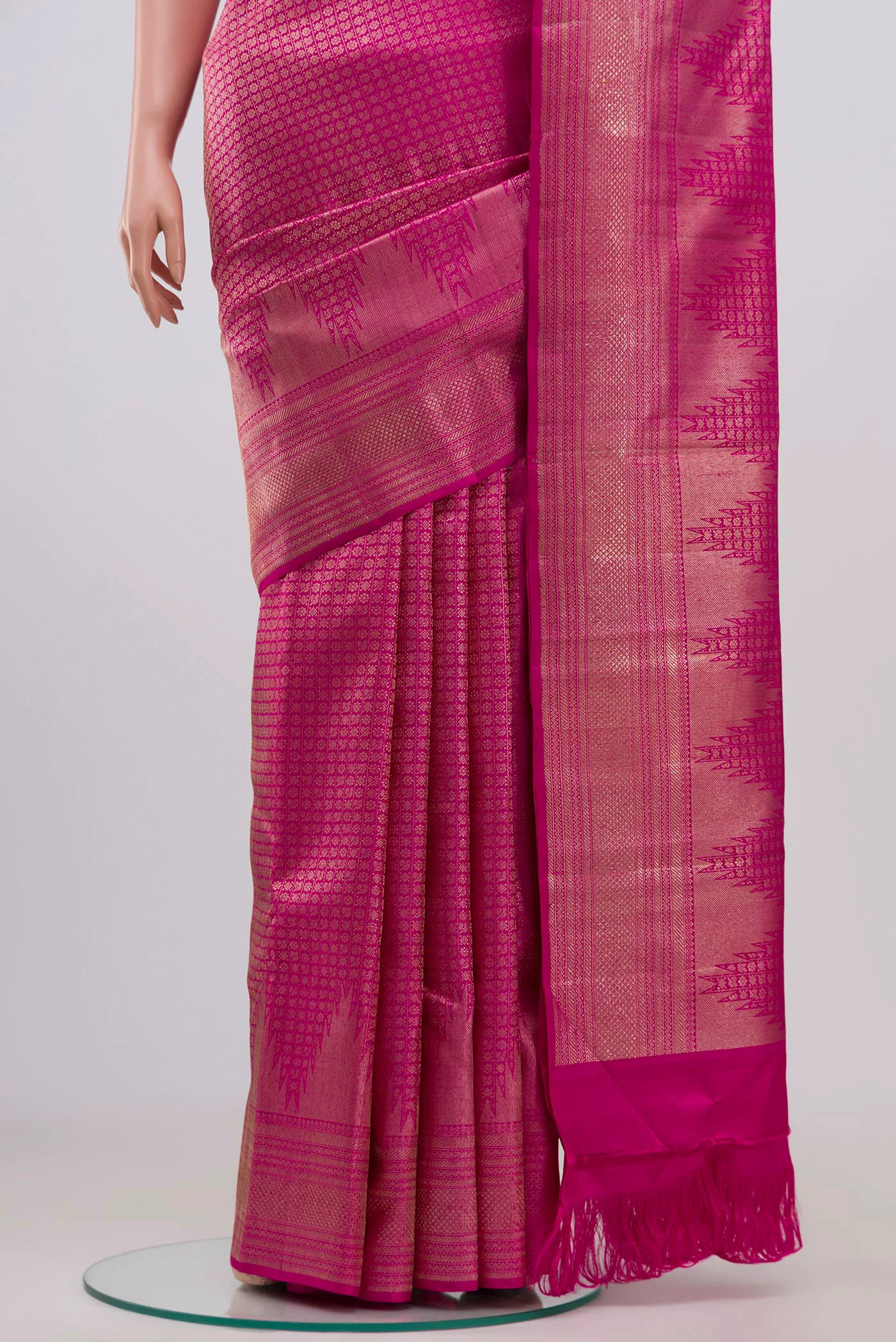 Pink Kanchipuram Silk Saree - Image 3
