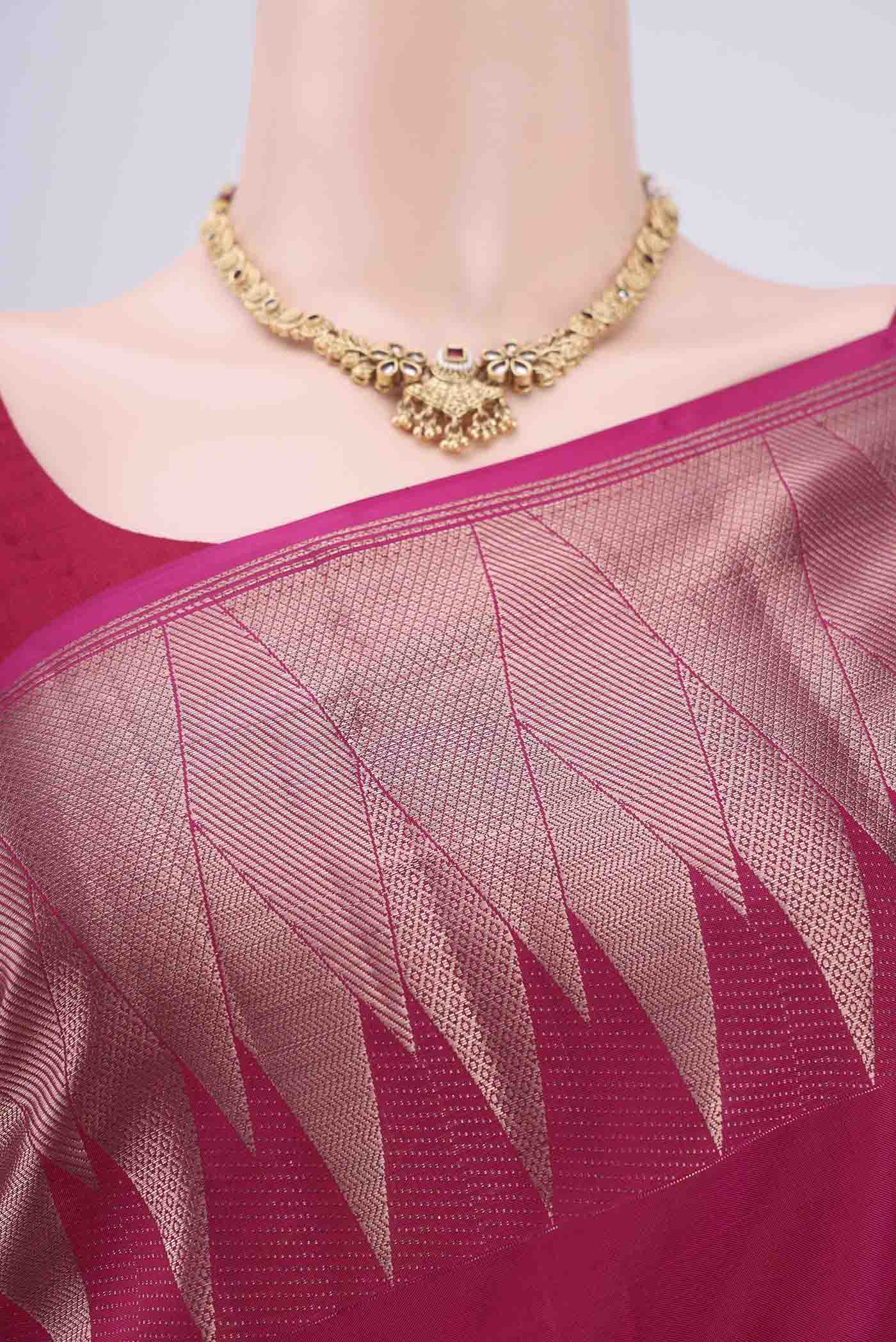 Dark Pink Kanchipuram Silk Saree - Image 2