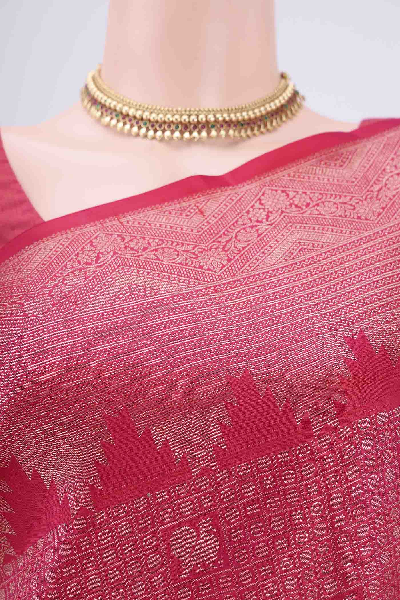 Pink Kanchipuram Silk Saree - Image 2